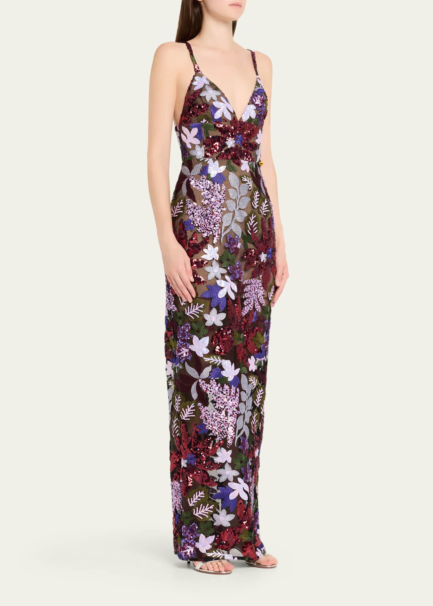 allegra sequin maxi dress Bronx Banco Allegra Floral Sequin Maxi Dress, Pink, Women's, Medium, Cocktail & Party Wedding Guest Dresses Sequined Dresses