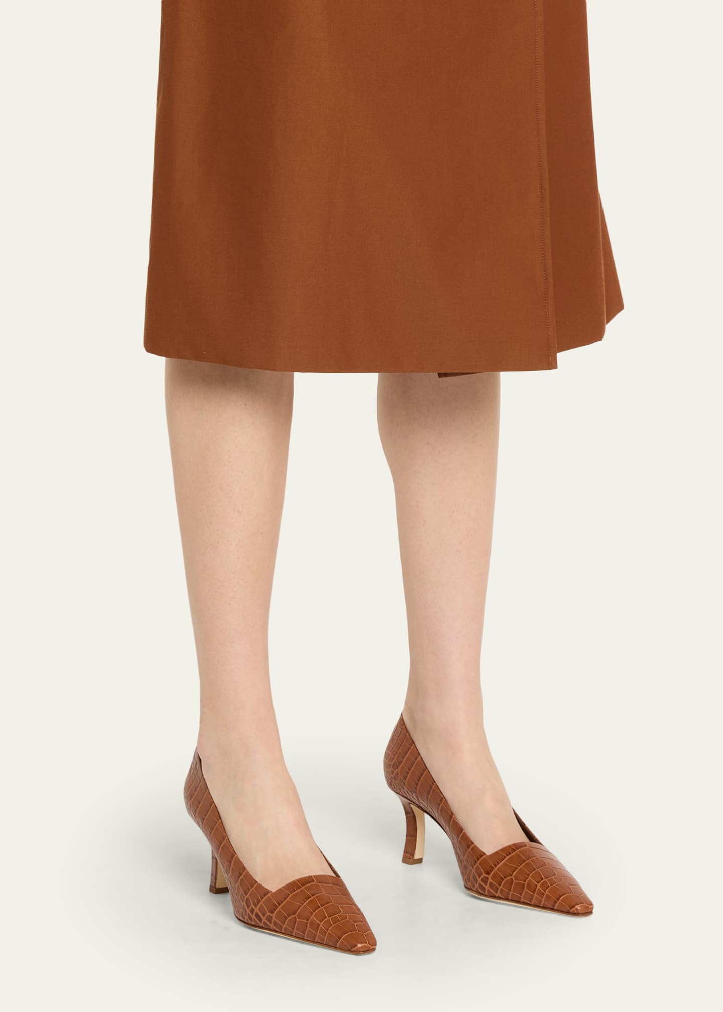 Manolo Blahnik Moiralo Croc-Embossed Leather Pumps - Bergdorf Goodman