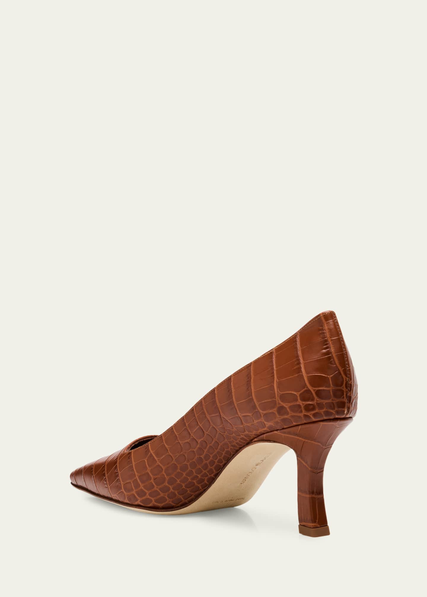Manolo Blahnik Moiralo Croc-Embossed Leather Pumps - Bergdorf Goodman