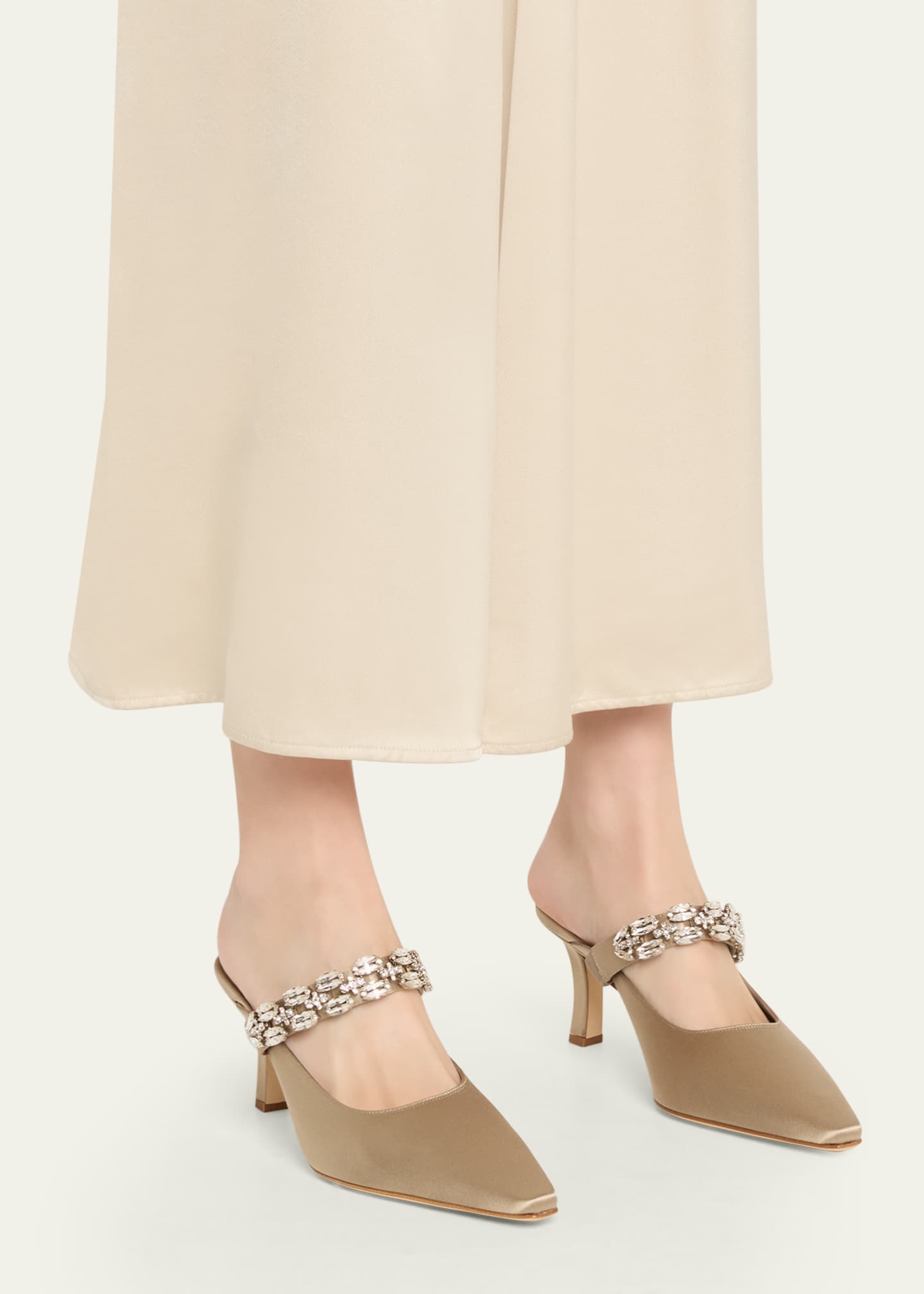 Manolo Blahnik Tamolmu Embellished Satin Mules - Bergdorf Goodman