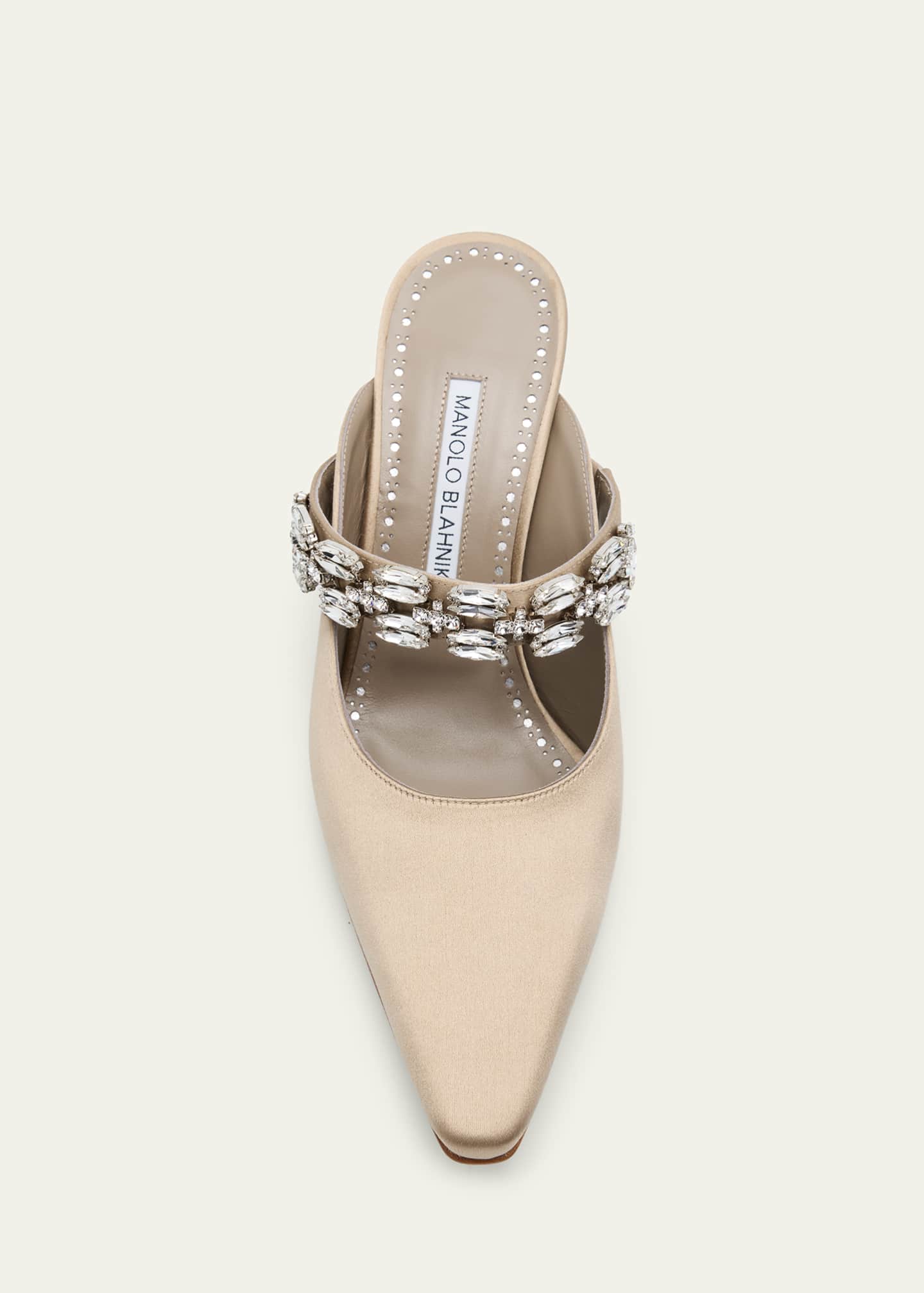 Manolo Blahnik Tamolmu Embellished Satin Mules - Bergdorf Goodman