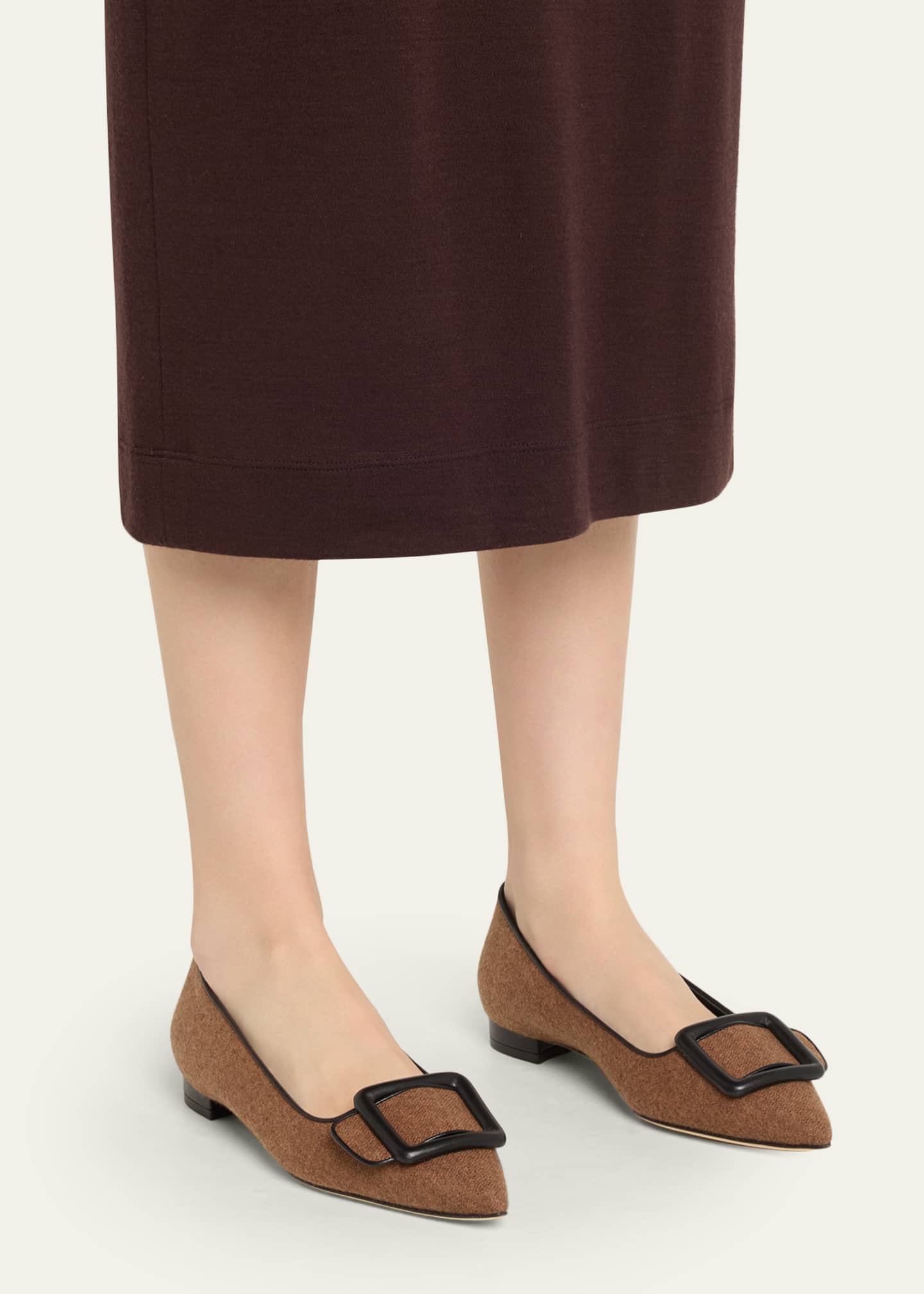 Maysale Wool Buckle Ballerina Flats