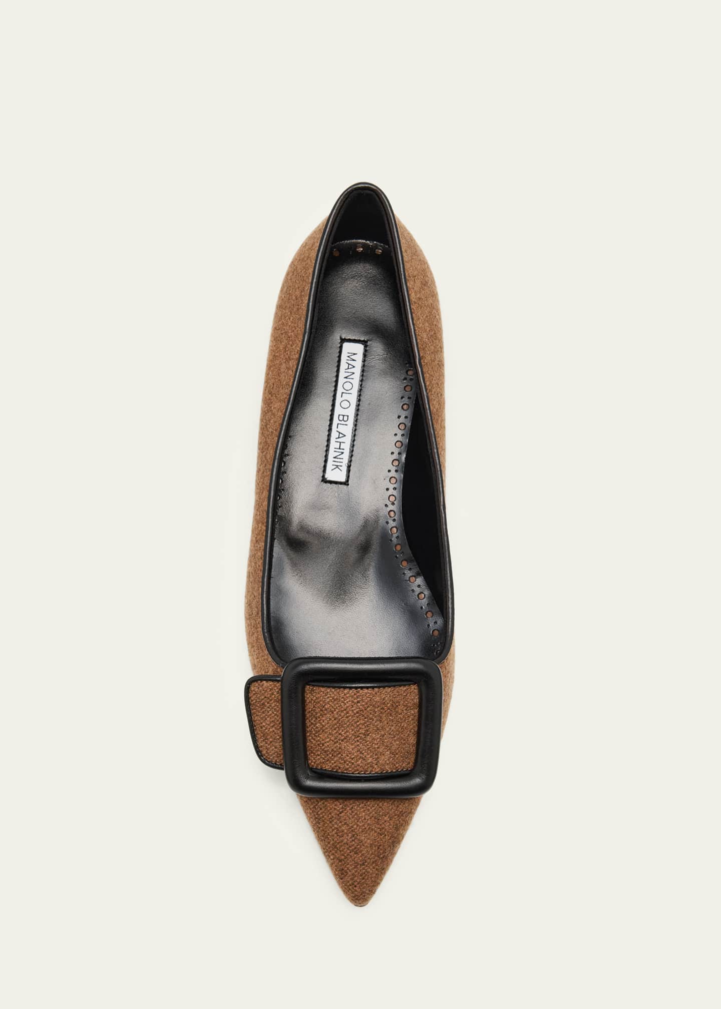 Manolo Blahnik Maysale Wool Buckle Ballerina Flats Image 4 of 4