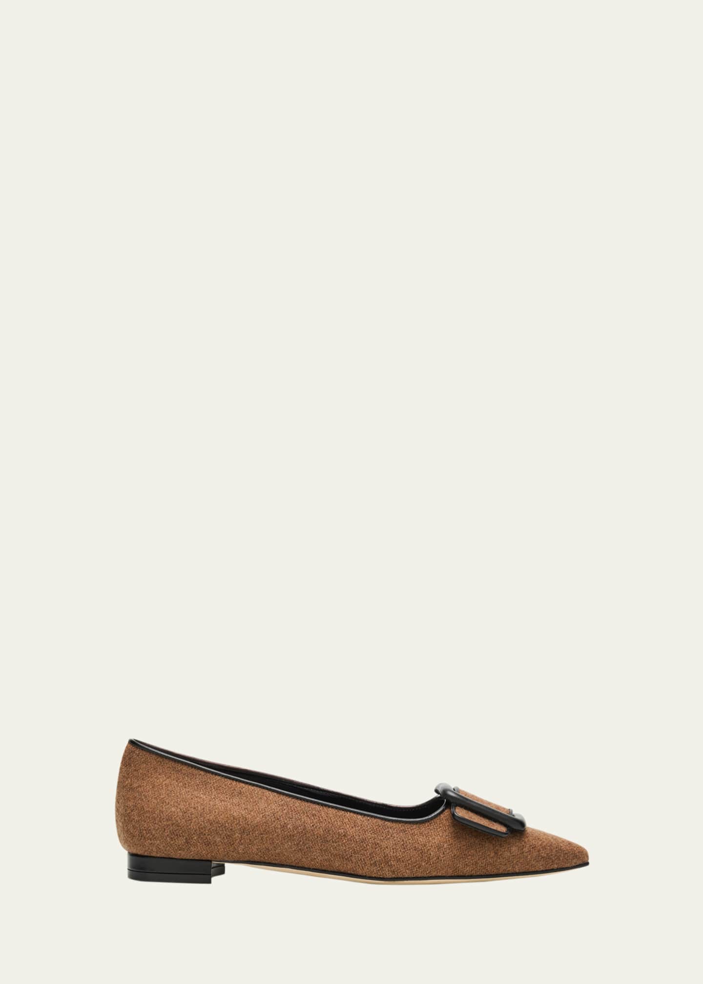 Manolo Blahnik Maysale Wool Buckle Ballerina Flats Image 1 of 4