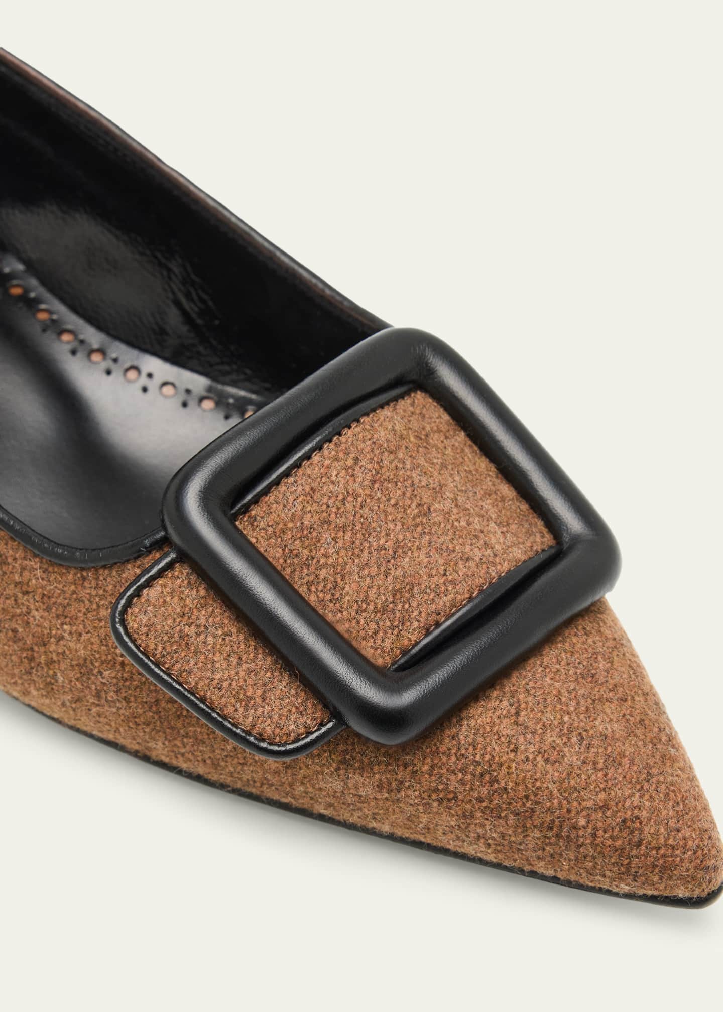 Manolo Blahnik Maysale Wool Buckle Ballerina Flats Image 3 of 4