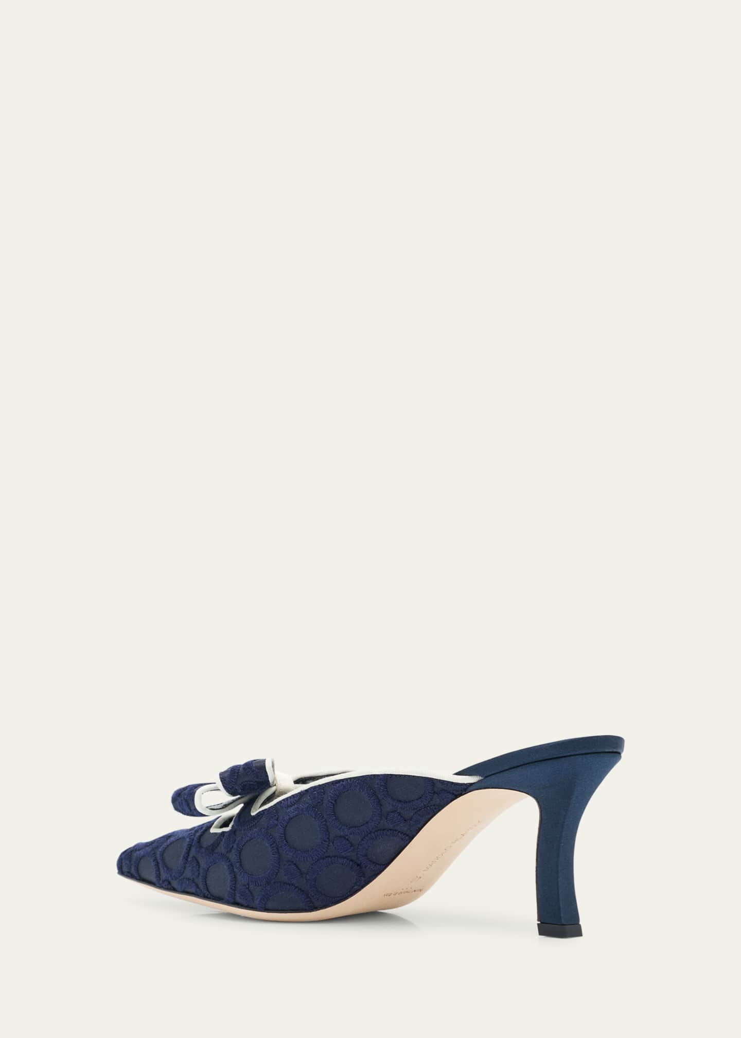 Manolo Blahnik Circolu Embroidered Bow Mules - Bergdorf Goodman
