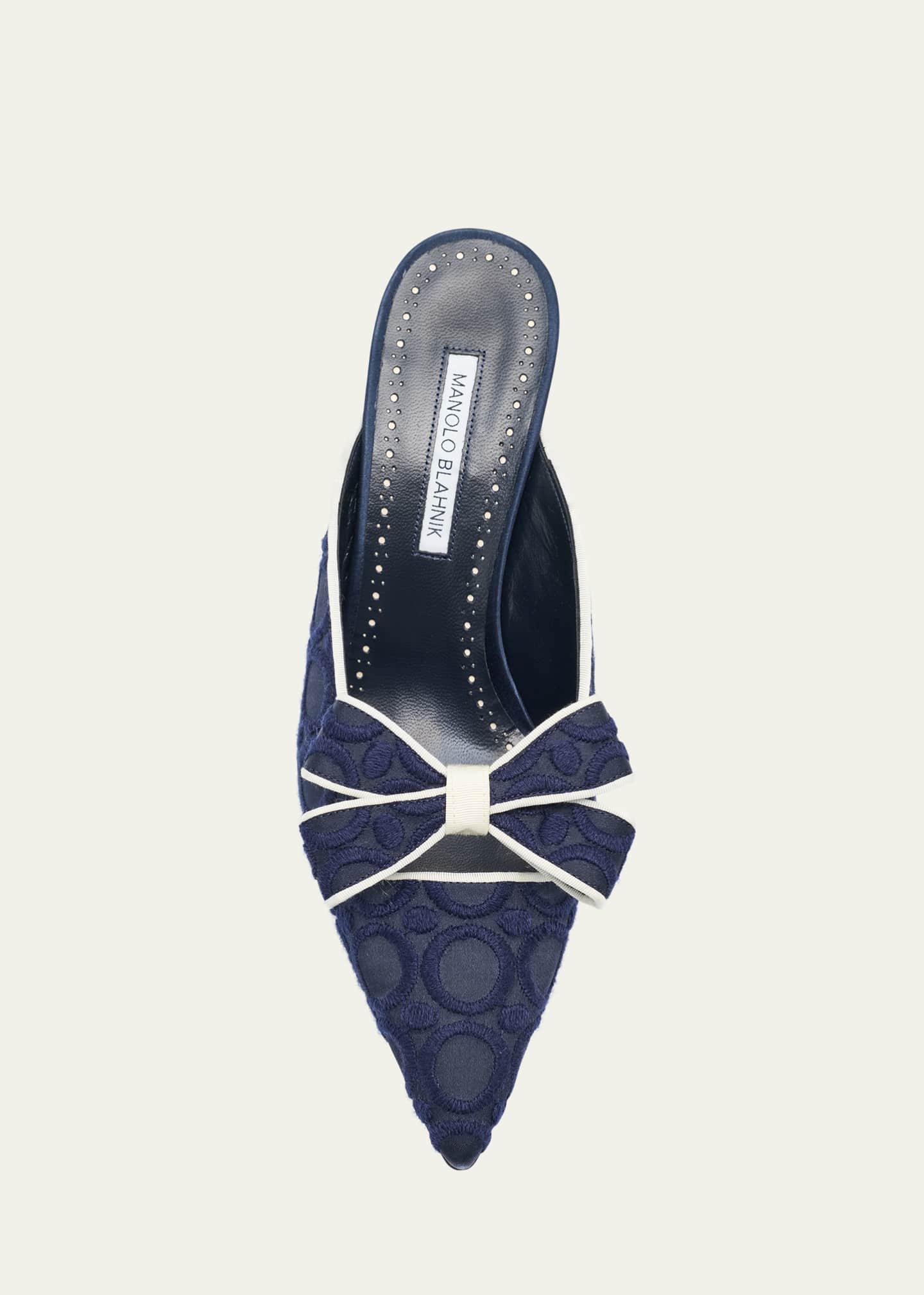 Manolo Blahnik Circolu Embroidered Bow Mules - Bergdorf Goodman
