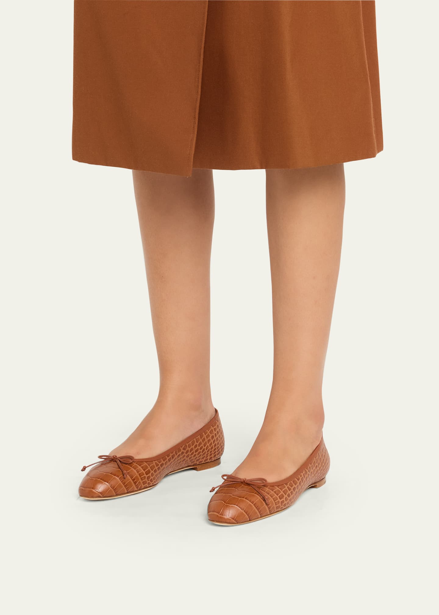 Verallim Croc-Embossed Leather Ballerina Flats