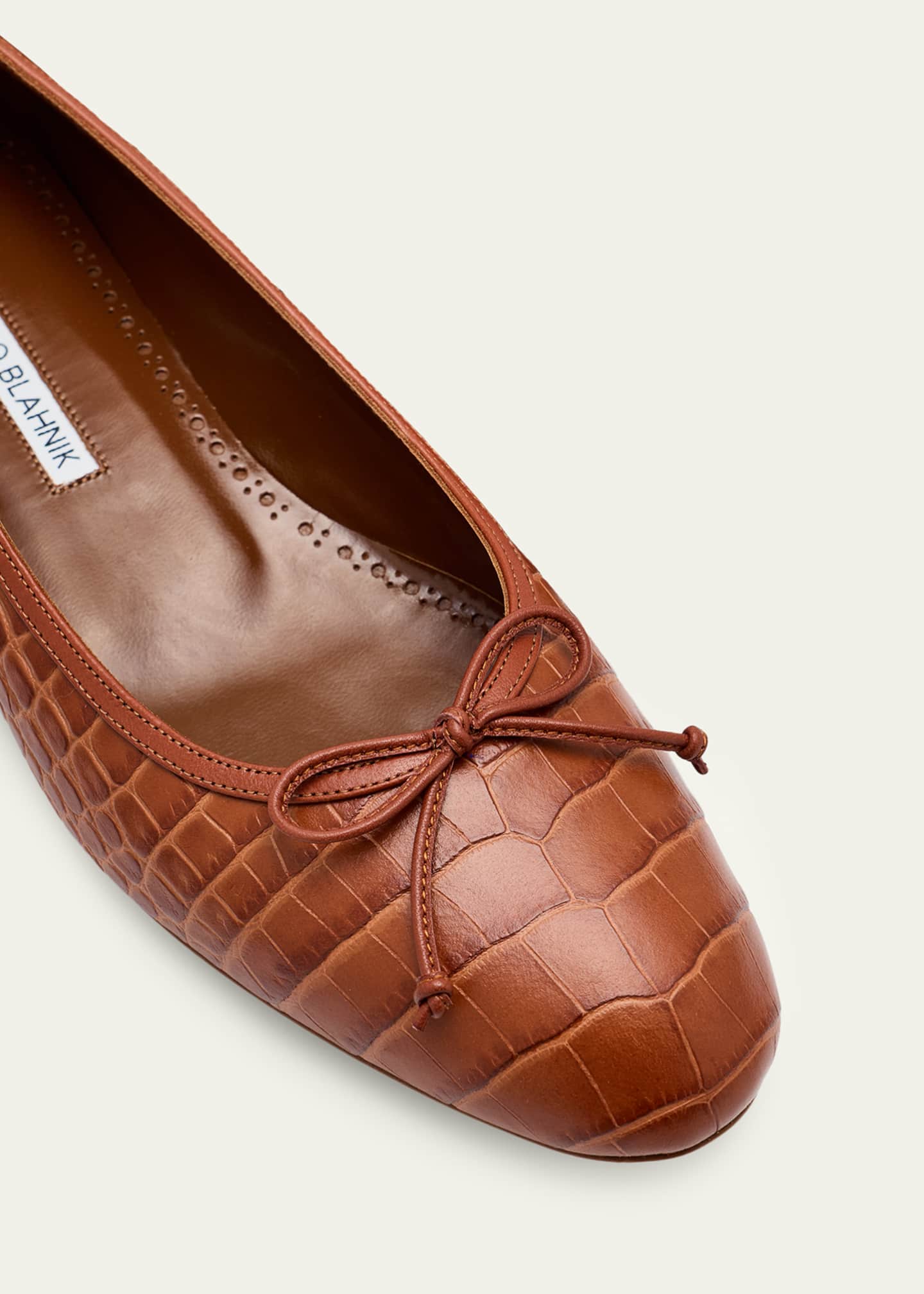 Verallim Croc-Embossed Leather Ballerina Flats