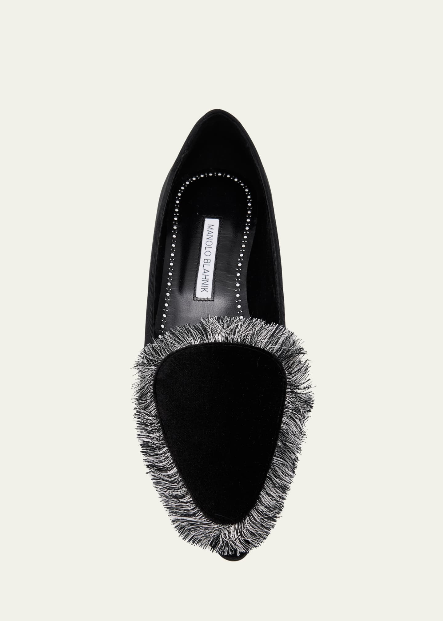 Manolo Blahnik Agrofran Velvet Fringe-Trim Loafers