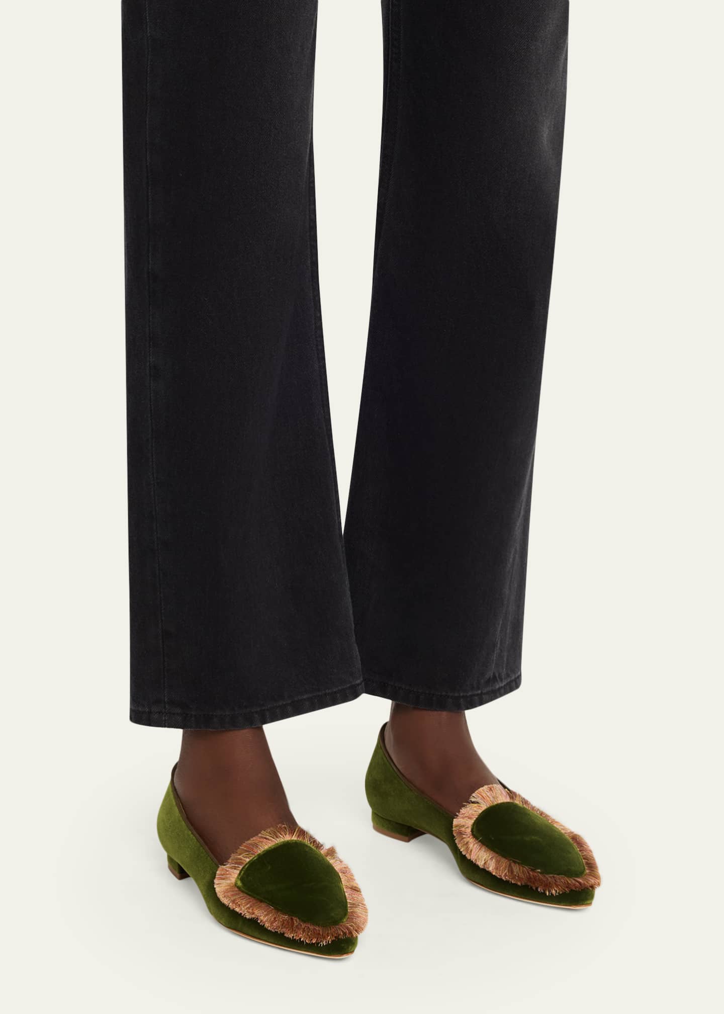 Agrofran Velvet Fringe-Trim Loafers