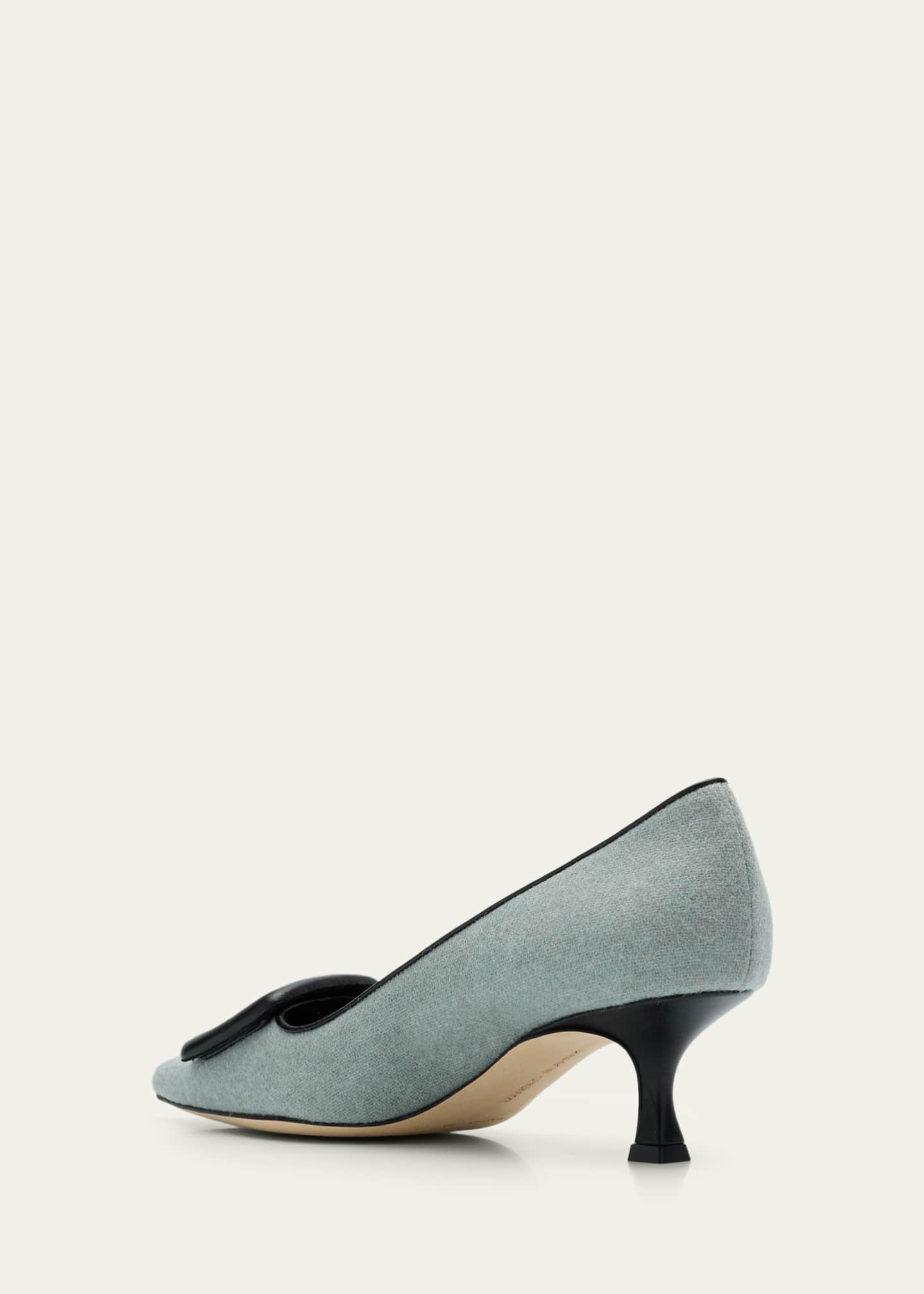 Manolo Blahnik Maysale 50 Buckle Kitten-Heel Pumps Image 2 of 4