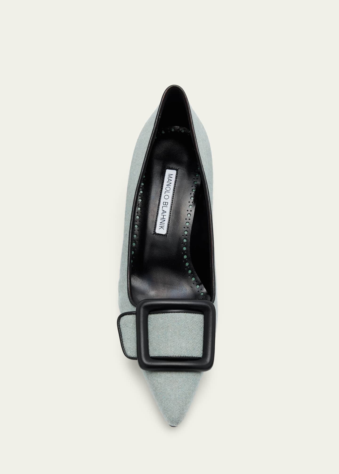 Manolo Blahnik Maysale 50 Buckle Kitten-Heel Pumps Image 4 of 4