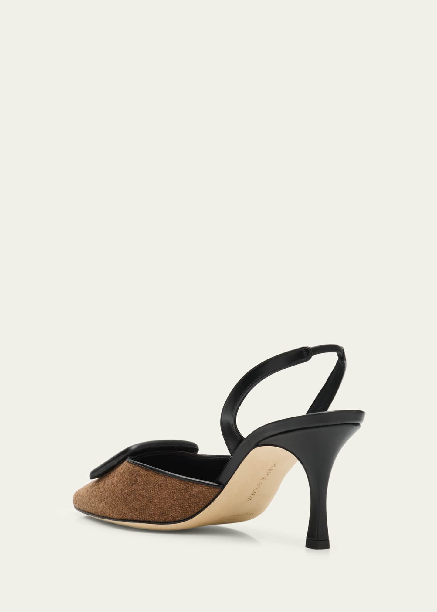 Manolo Blahnik Mayslibi Wool Buckle Slingback Pumps Image 4 of 6