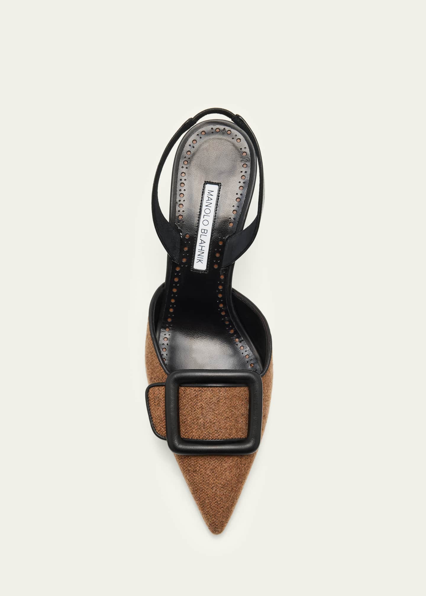 Manolo Blahnik Mayslibi Wool Buckle Slingback Pumps Image 6 of 6