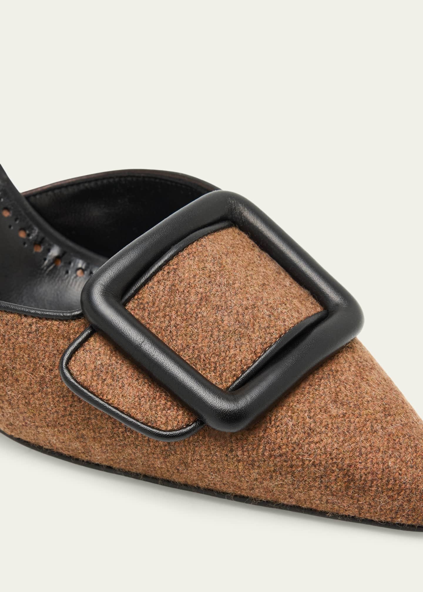 Manolo Blahnik Mayslibi Wool Buckle Slingback Pumps Image 5 of 6
