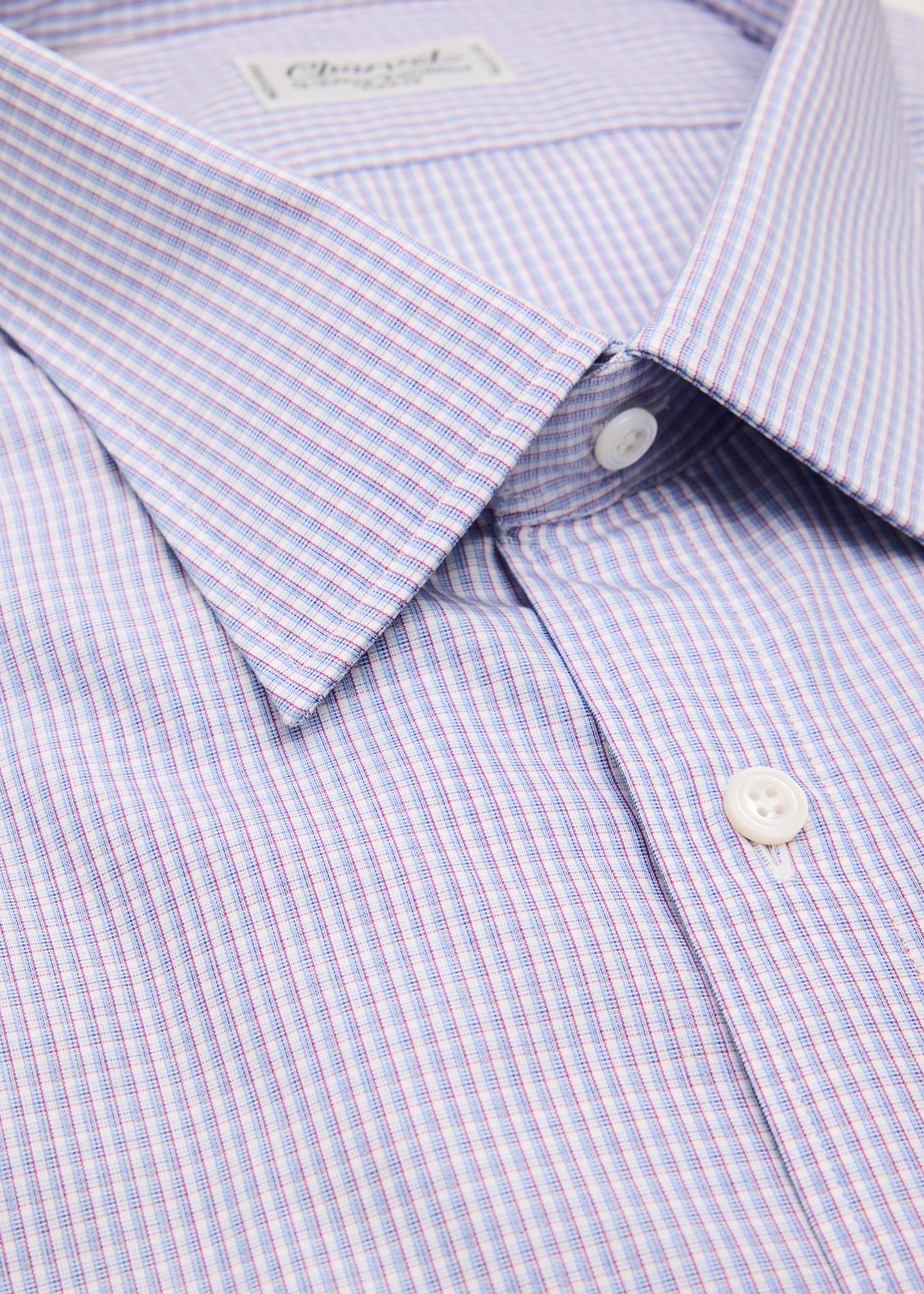 Charvet Men's Cotton Micro-Check Point Collar Slim Dress Shirt