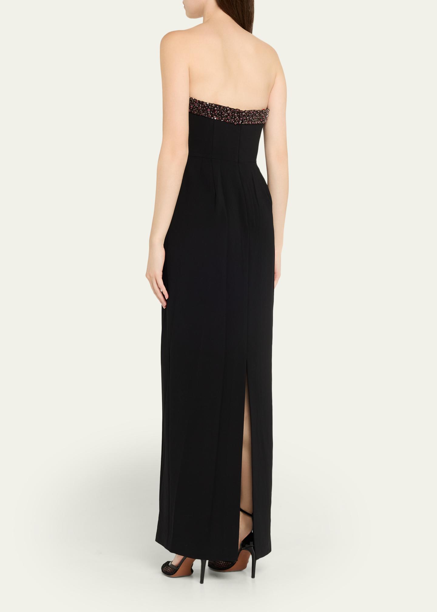 Halston Ila Bead-Trim Plunging Column Gown - Bergdorf Goodman