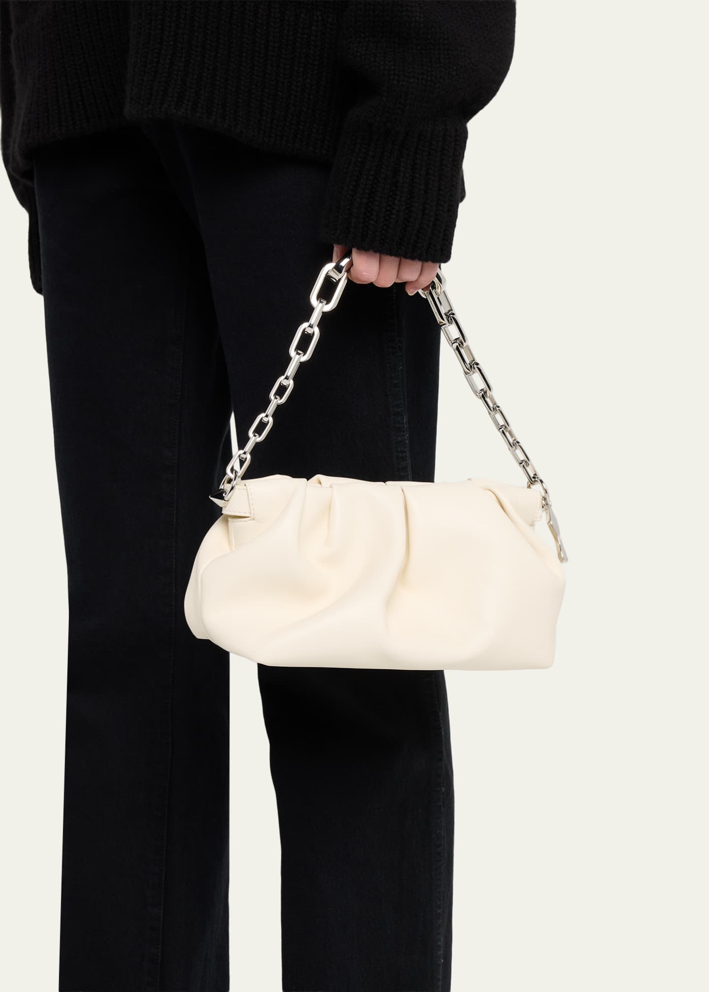 Christian Louboutin Eva Small Pleated Shoulder Bag in Nappa