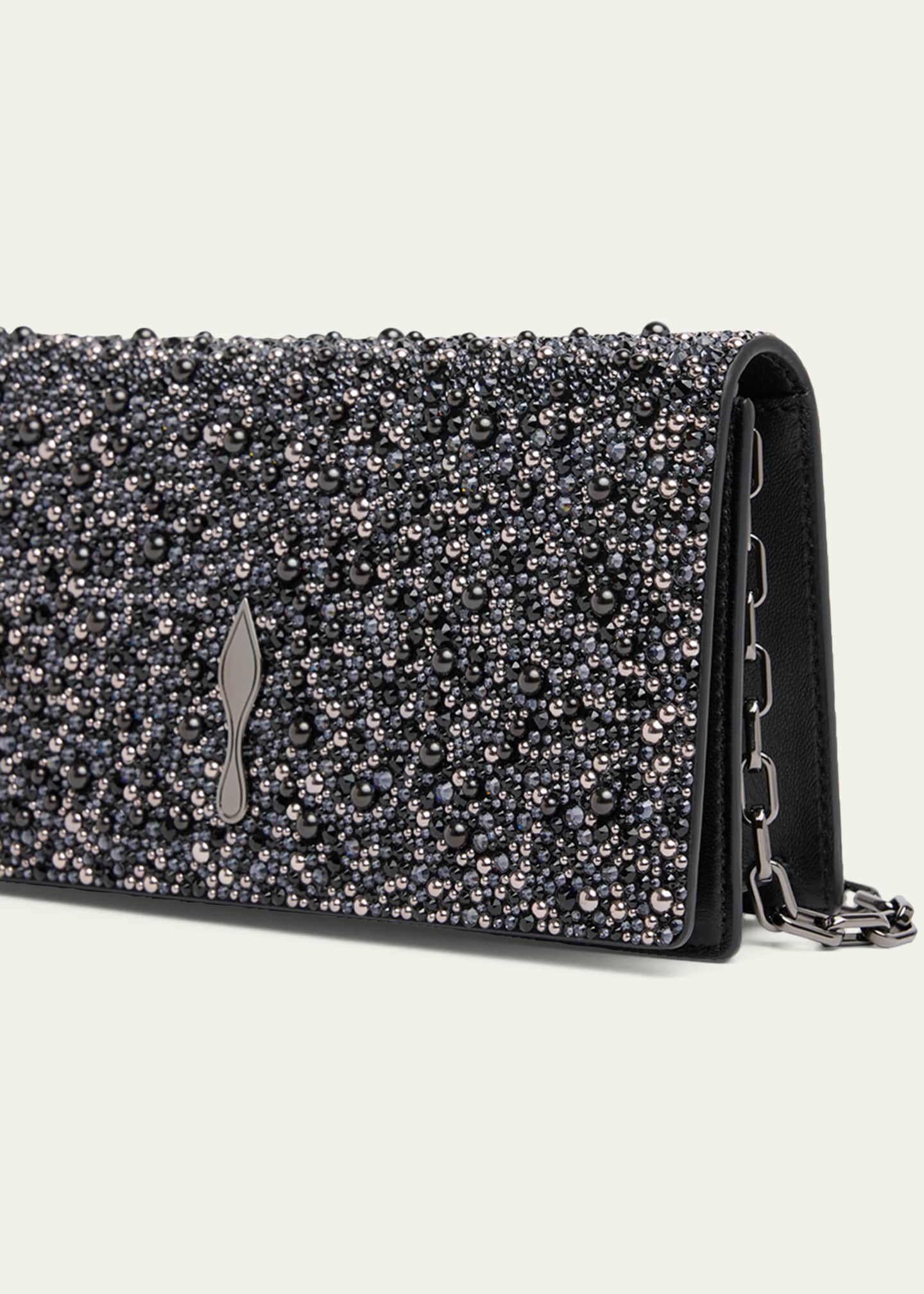 Christian Louboutin Bettina Bead-Encrusted Leather Clutch Bag