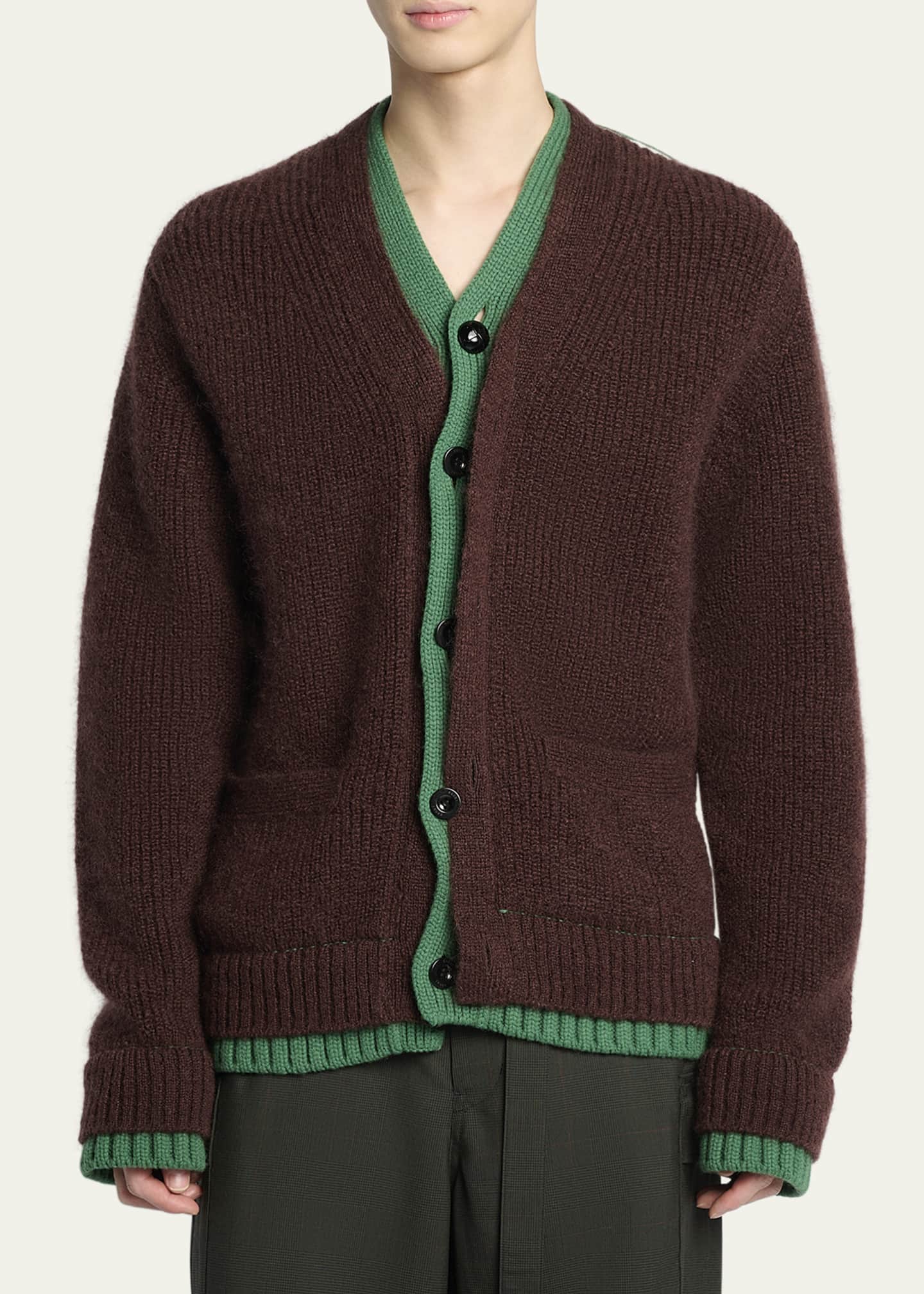 SACAI Men's Two-Tone Mohair Knit Cardigan - Bergdorf Goodman