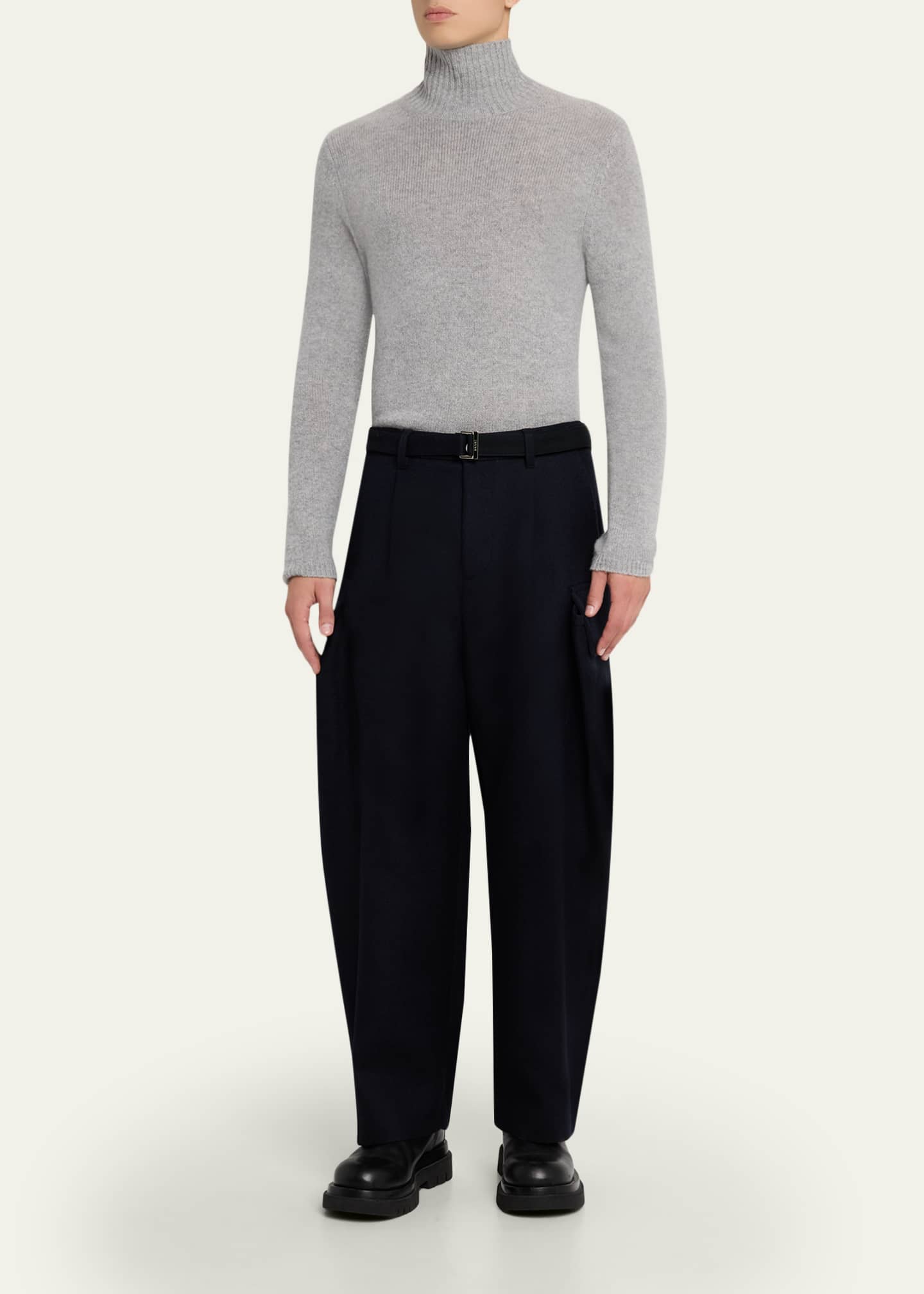 SACAI Men's Double-Faced Melton Wool Oversized Cargo Pants