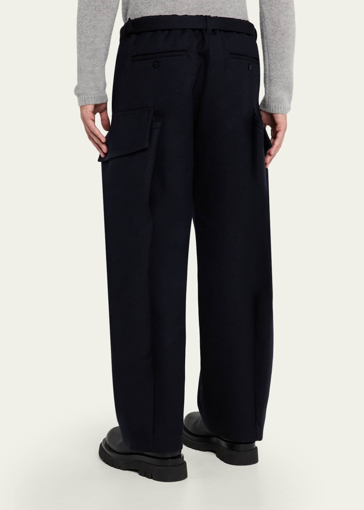 SACAI Men's Double-Faced Melton Wool Oversized Cargo Pants