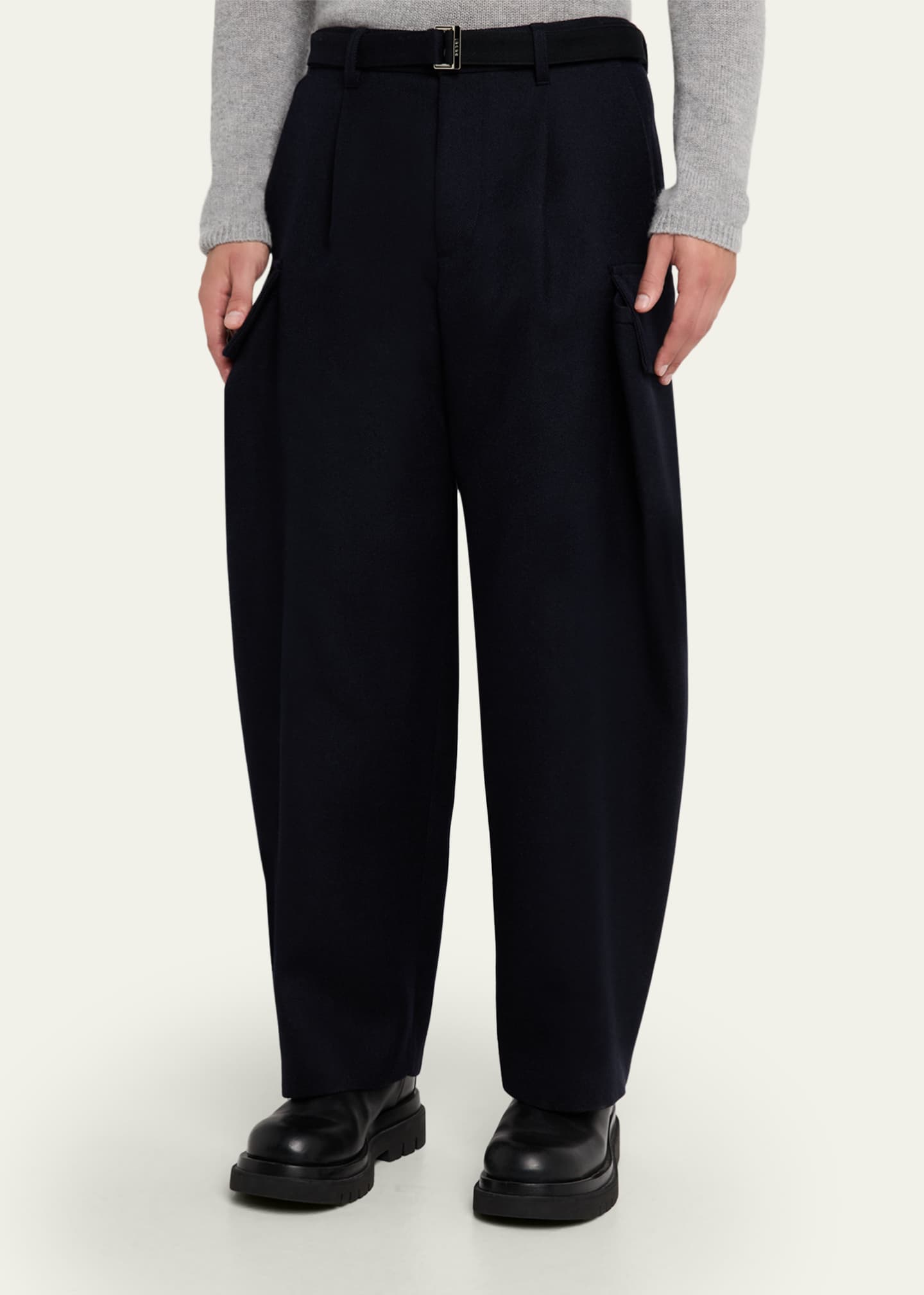 SACAI Men's Double-Faced Melton Wool Oversized Cargo Pants
