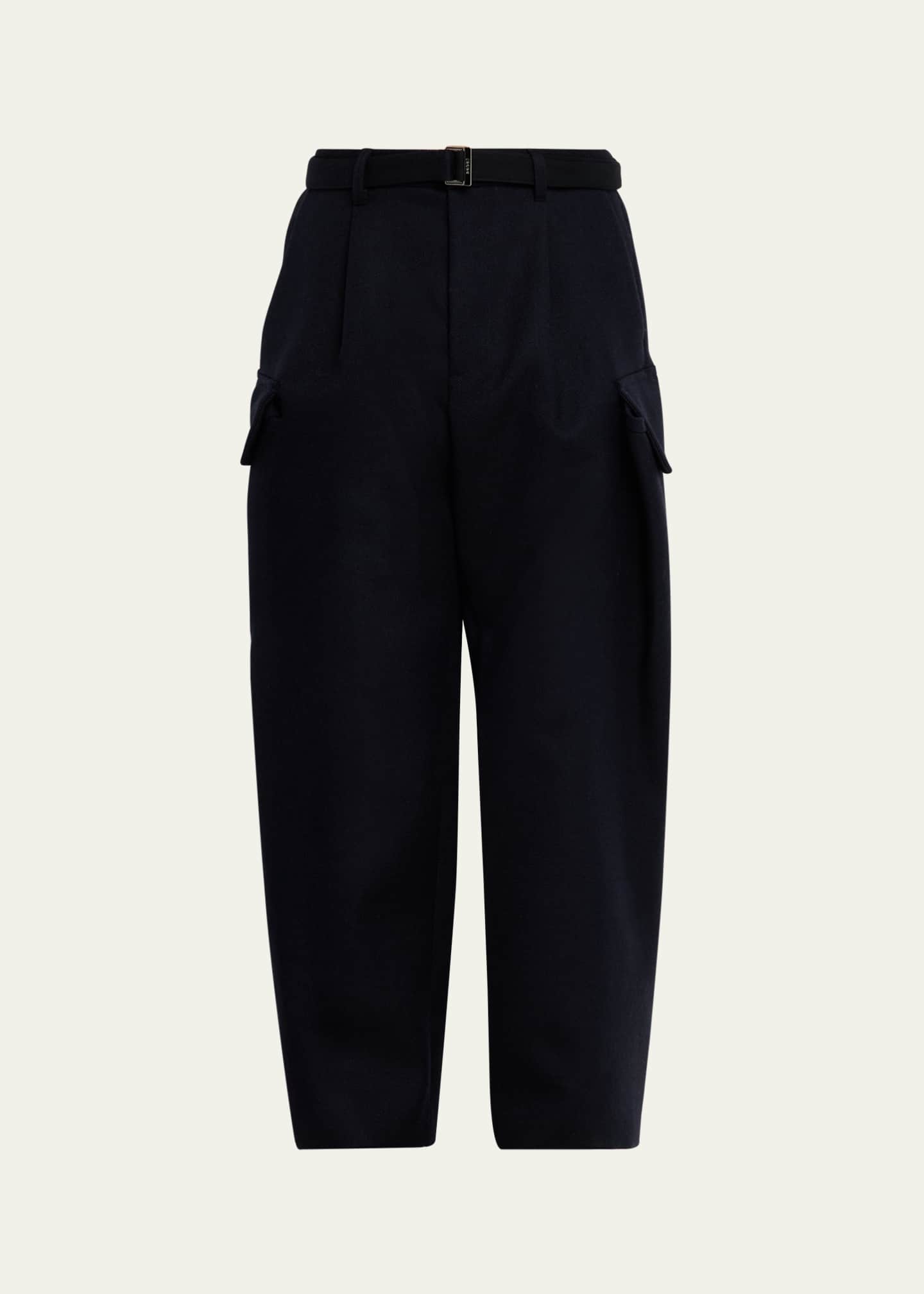 SACAI Men's Double-Faced Melton Wool Oversized Cargo Pants