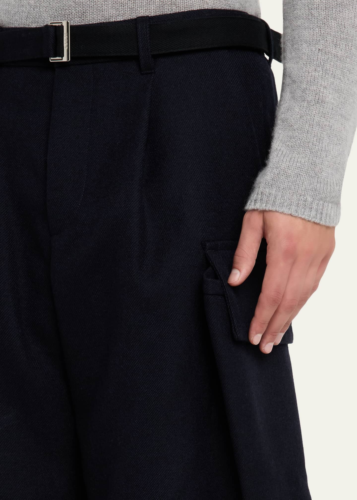 SACAI Men's Double-Faced Melton Wool Oversized Cargo Pants