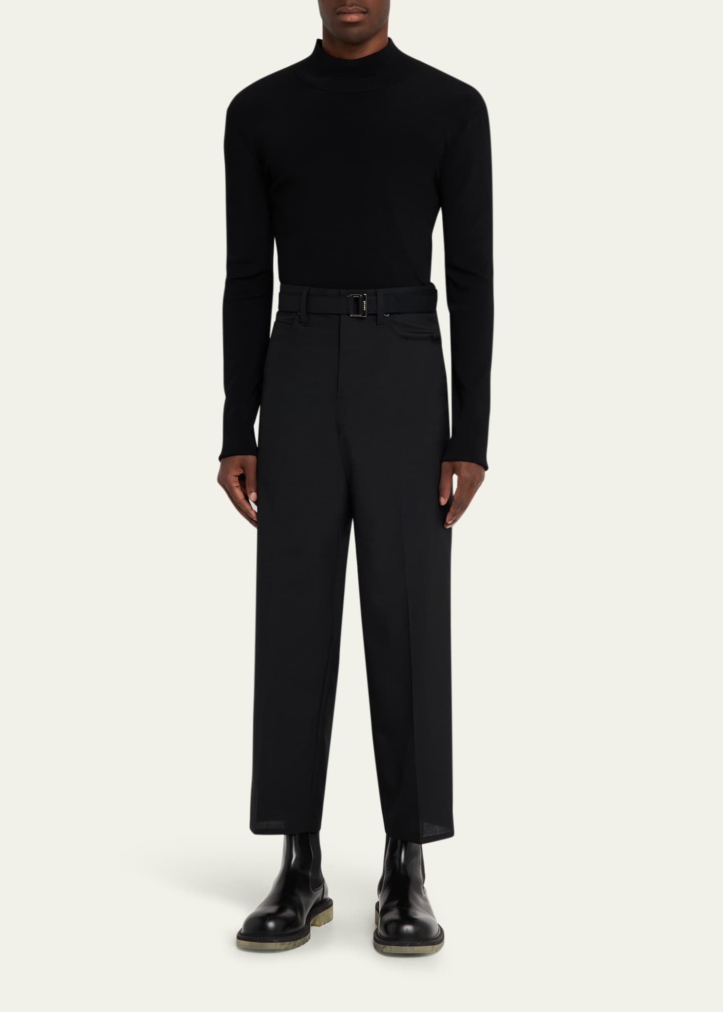 SACAI Men's Belted Poly-Wool Suiting Pants - Bergdorf Goodman