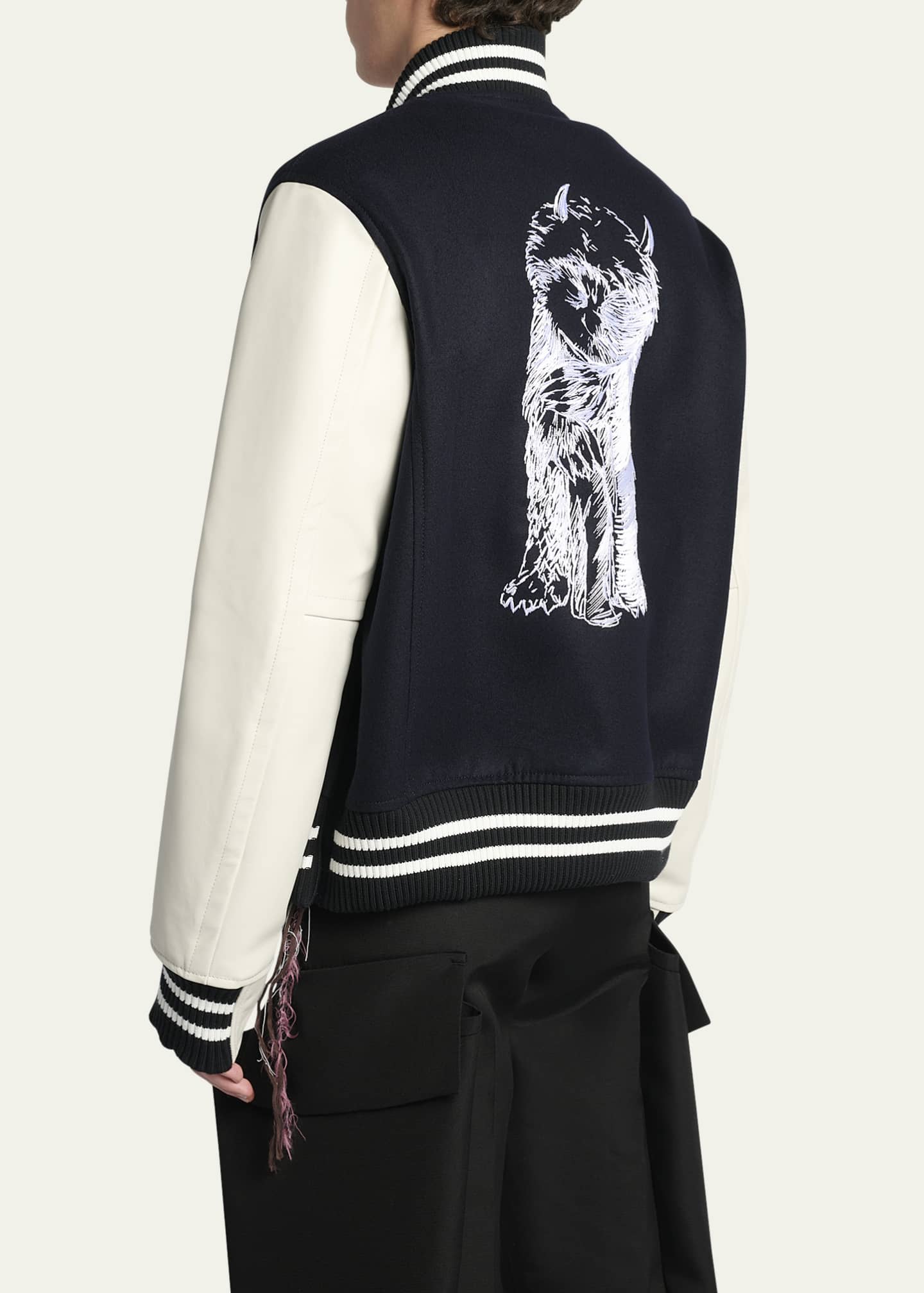 SACAI Men's Leather & Wool Where The Wild Things Are Varsity