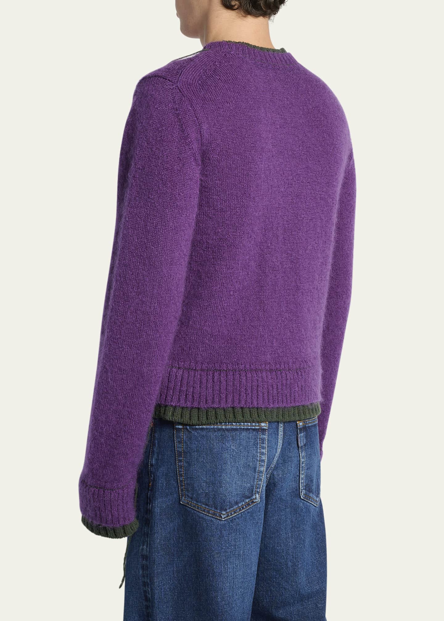 SACAI Men's Mohair Knit Layered Crewneck Sweater - Bergdorf Goodman