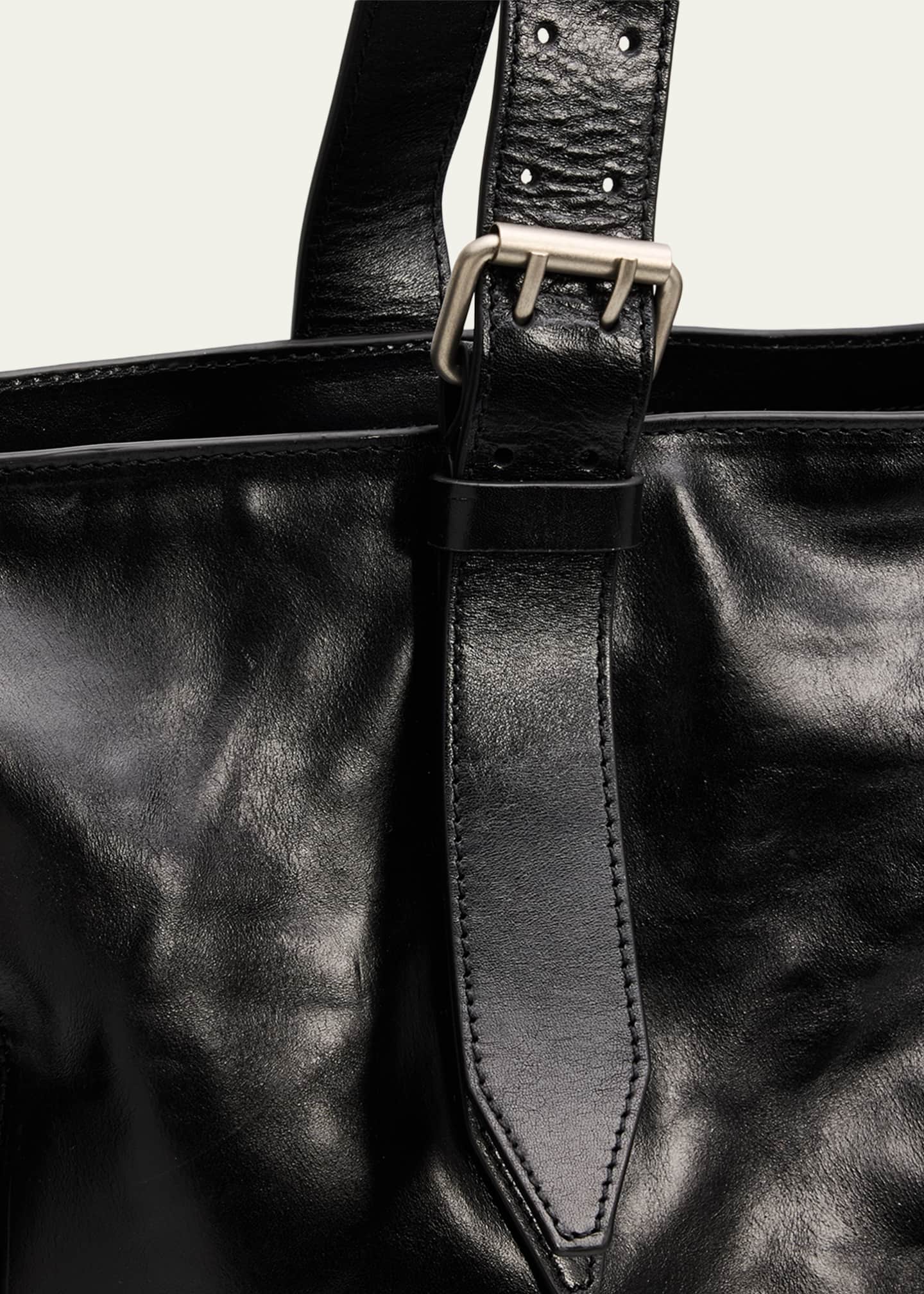 Dries Van Noten Men's Leather Messenger Bag with Shoulder Strap
