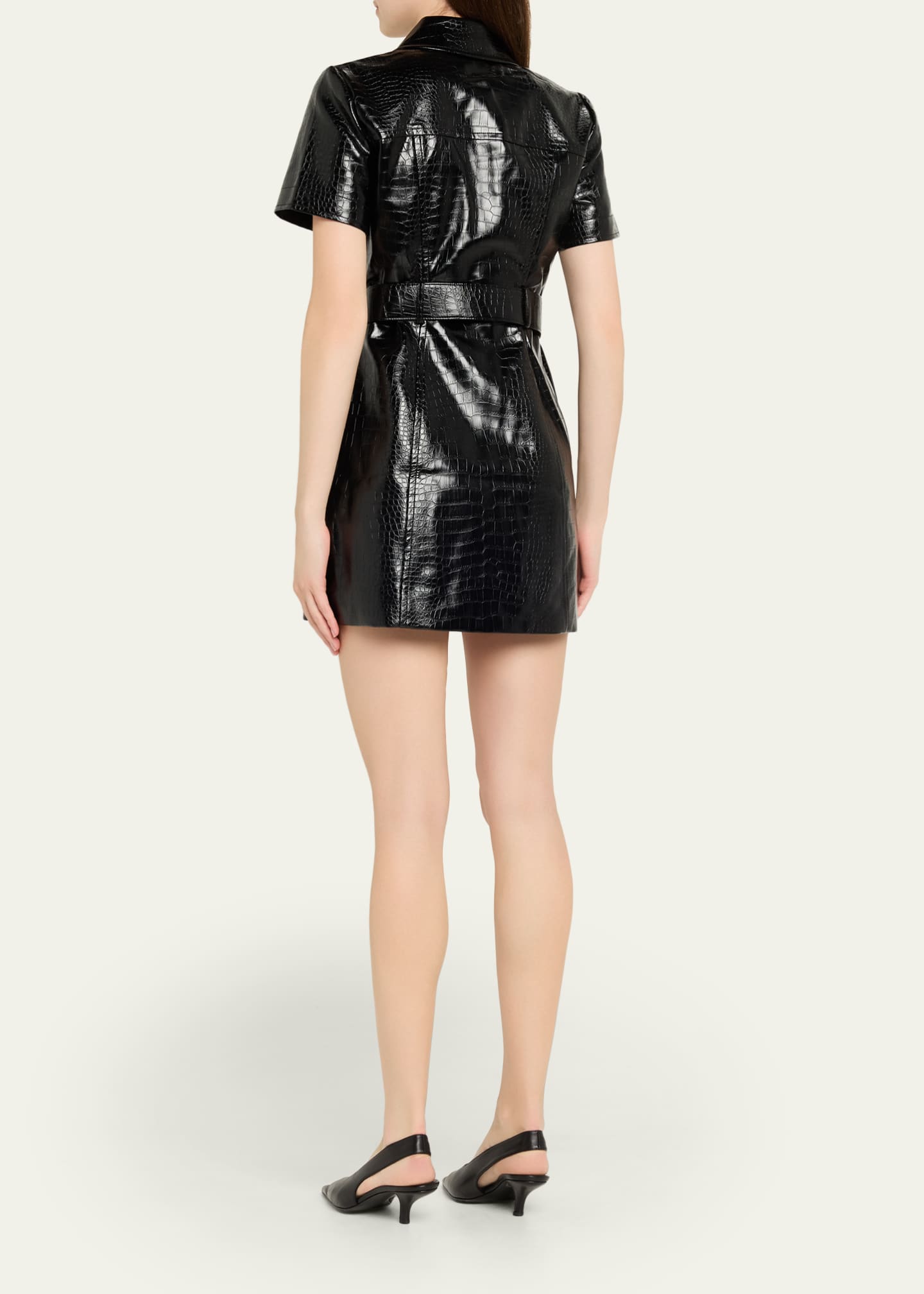 Toccin Lydia Croc-Embossed Vegan Leather Mini Shirtdress