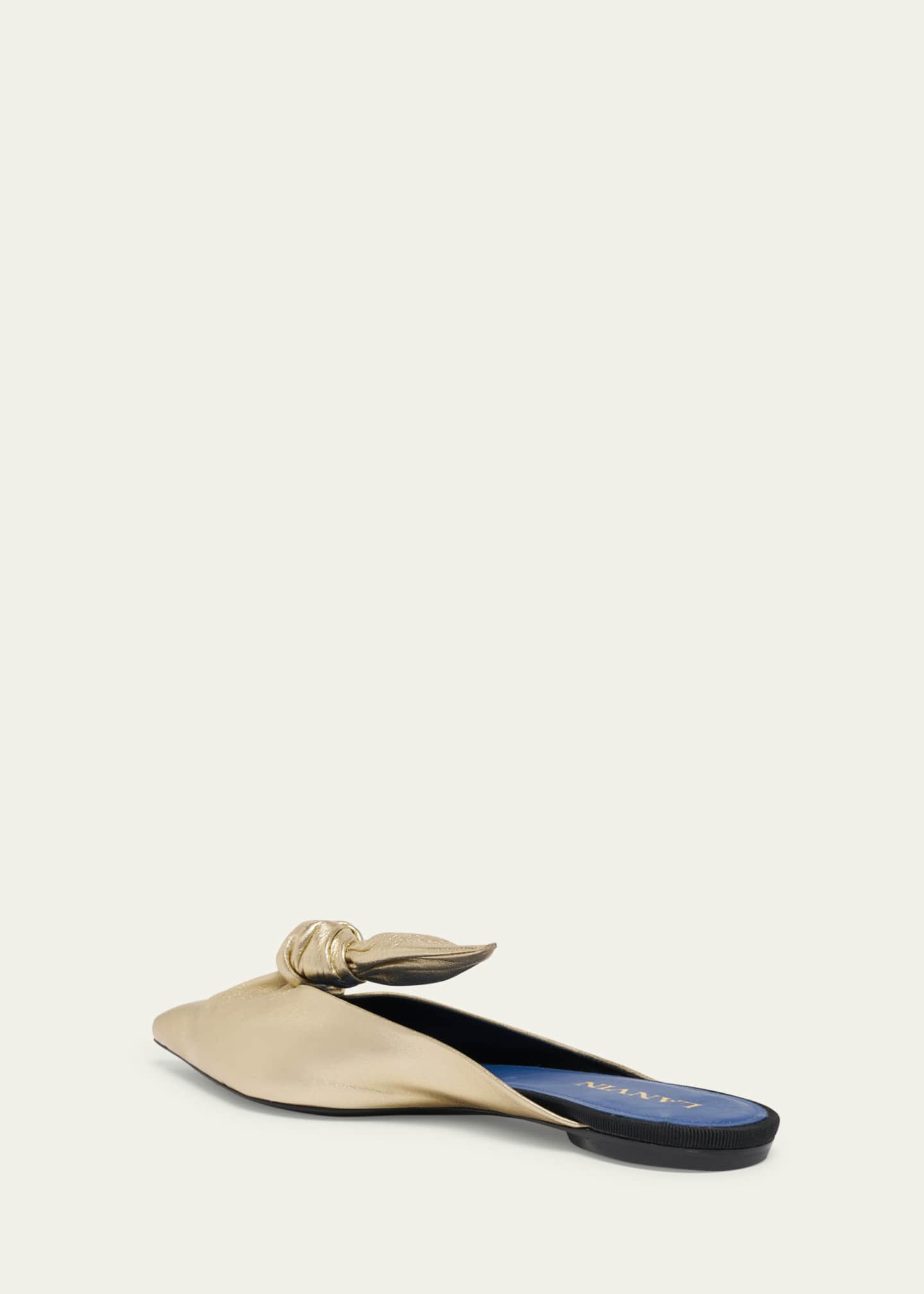 Metallic Leather Bow Flat Mules