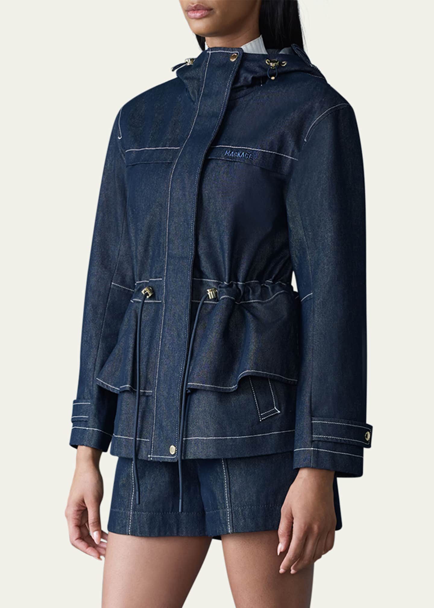 Mackage Kaori Wind-Resistant Twill Peplum Jacket with Hood Image 4 of 5