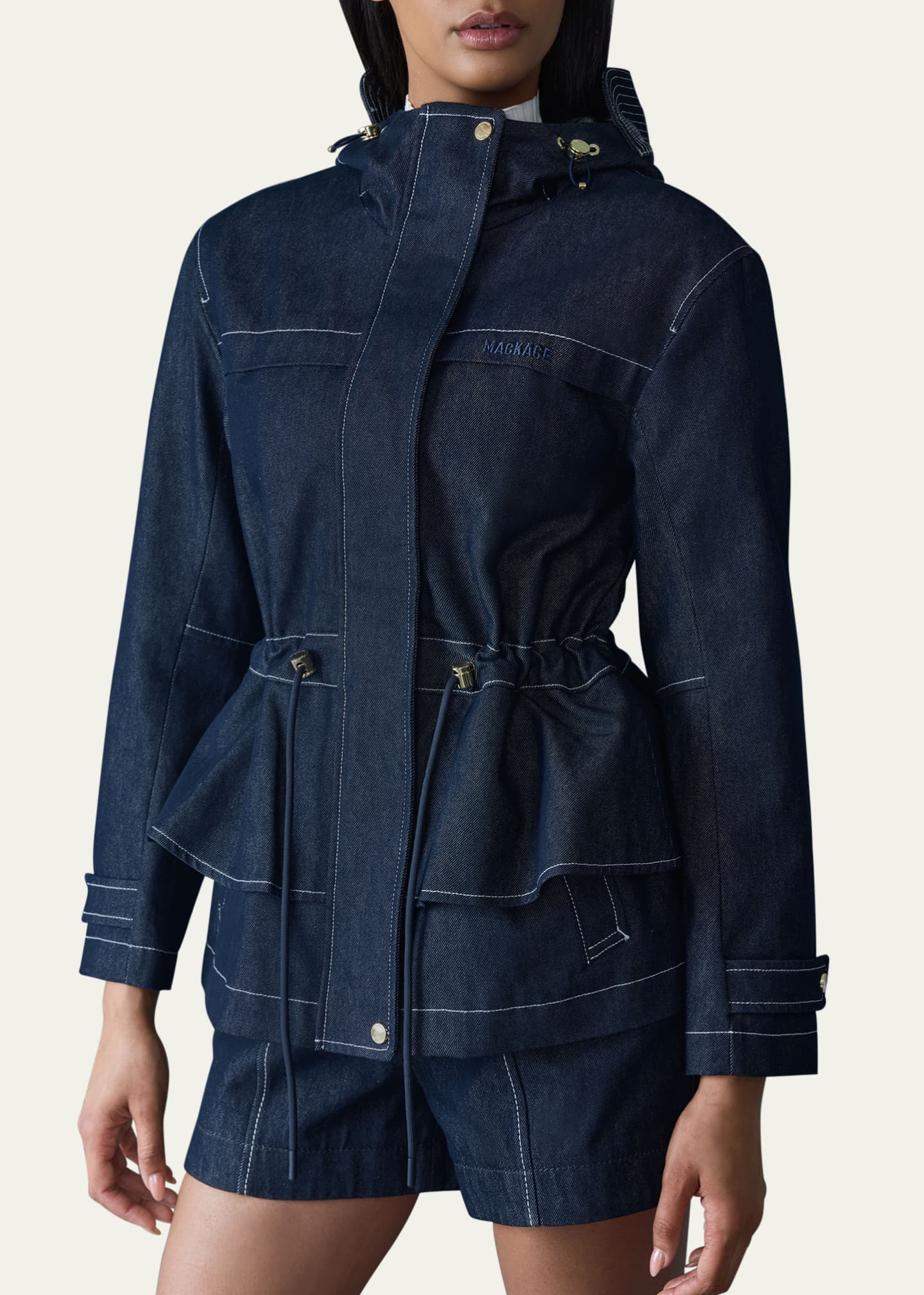 Mackage Kaori Wind-Resistant Twill Peplum Jacket with Hood Image 5 of 5