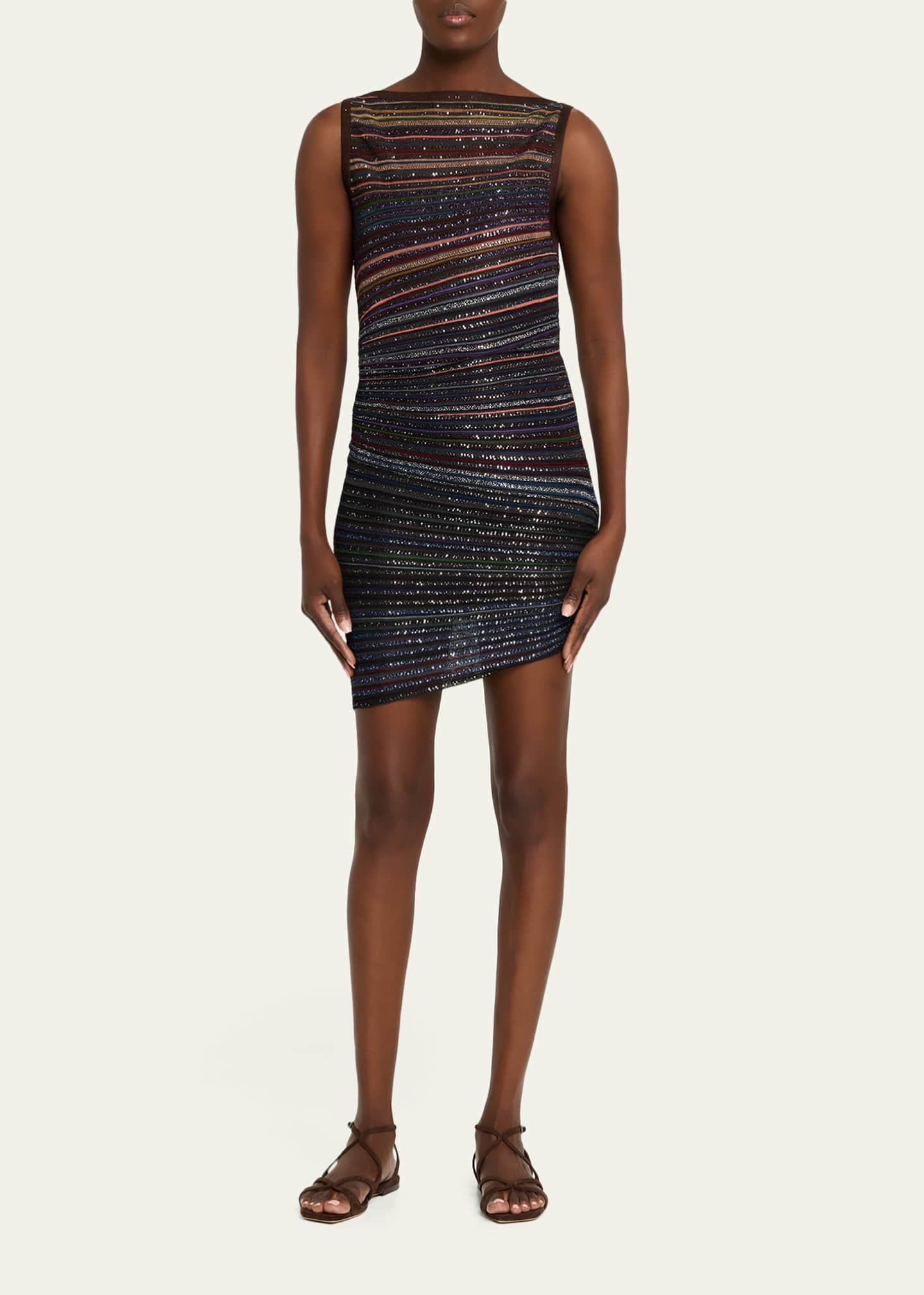 missoni striped mini dress Missoni Paillette Striped Sleeveless Mini Dress