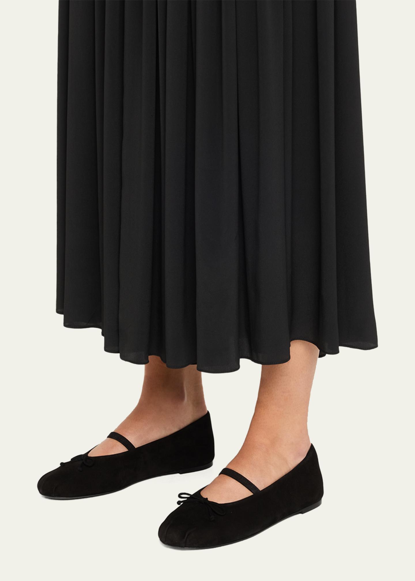 Stuart Weitzman Prima Suede Mary Jane Ballerina Flats - Bergdorf Goodman