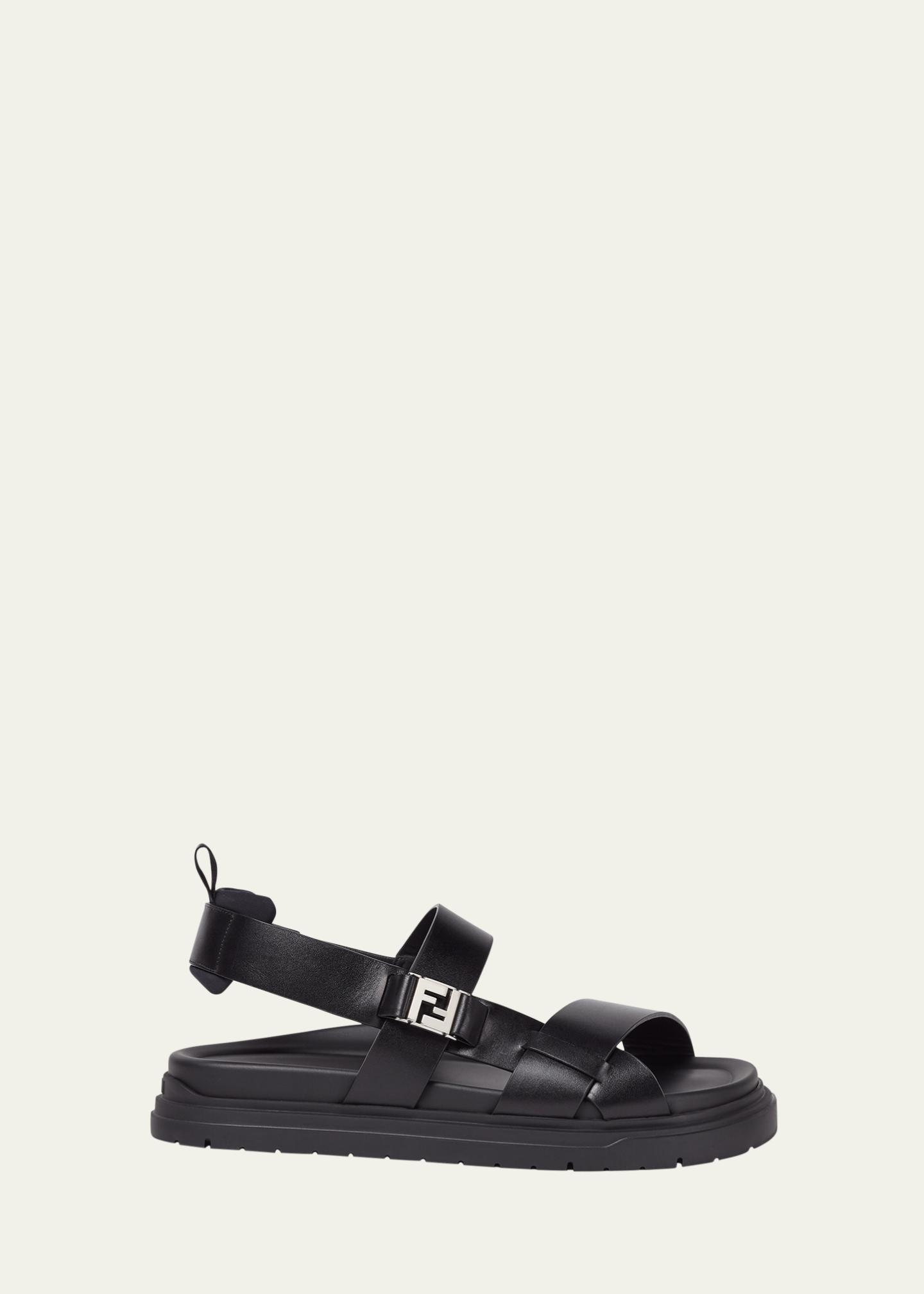 Fendi Men's FF Side-Buckle Leather Sandals - Bergdorf Goodman
