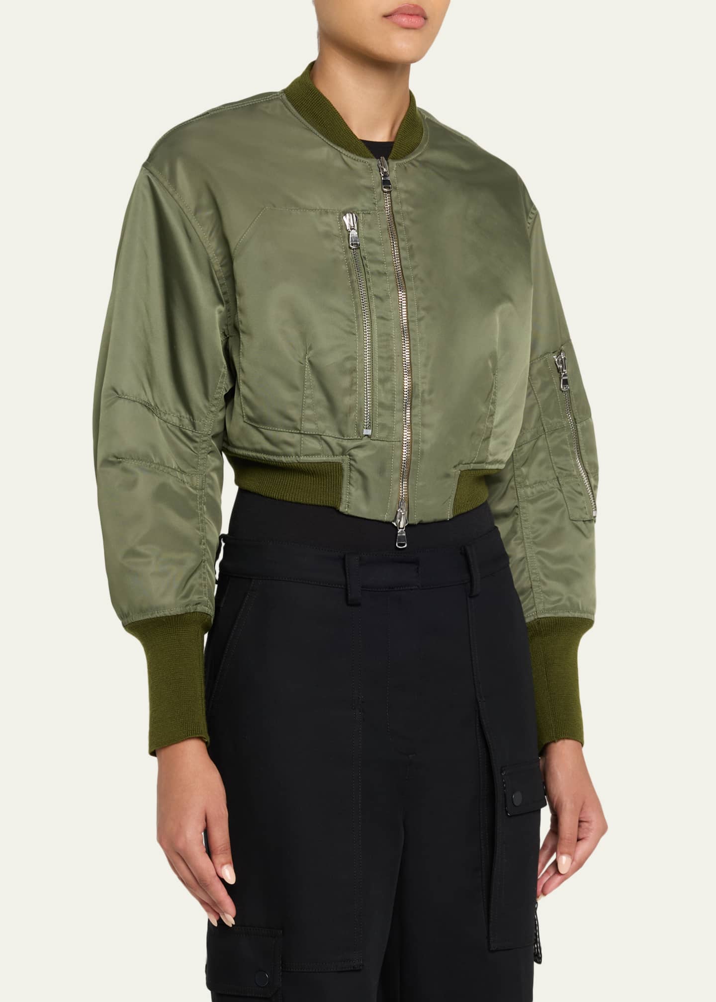 3.1 Phillip Lim Cropped Nylon Bomber Jacket - Bergdorf Goodman
