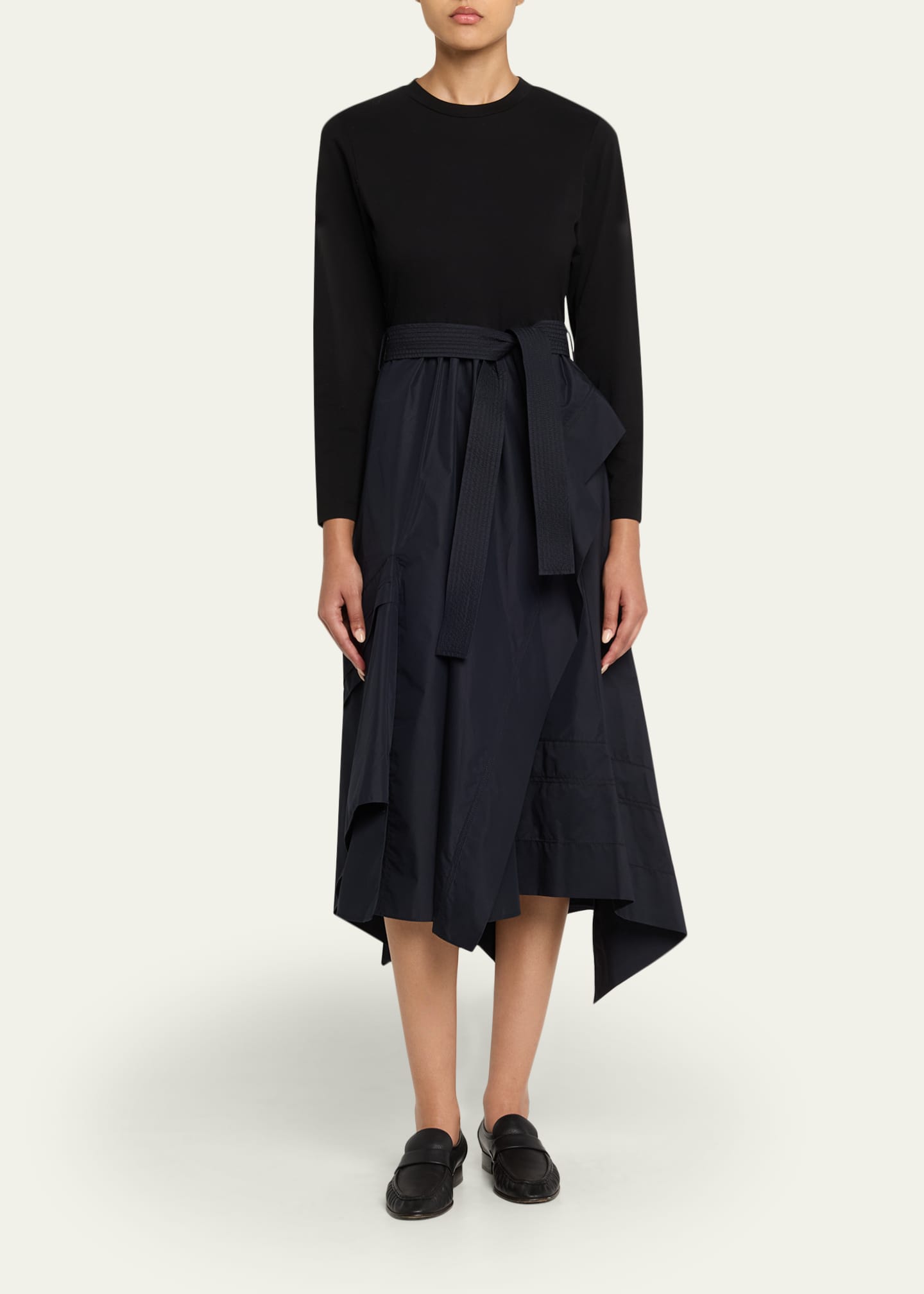 3.1 Phillip Lim Long-Sleeve Combo T-Shirt Dress Image 2 of 5