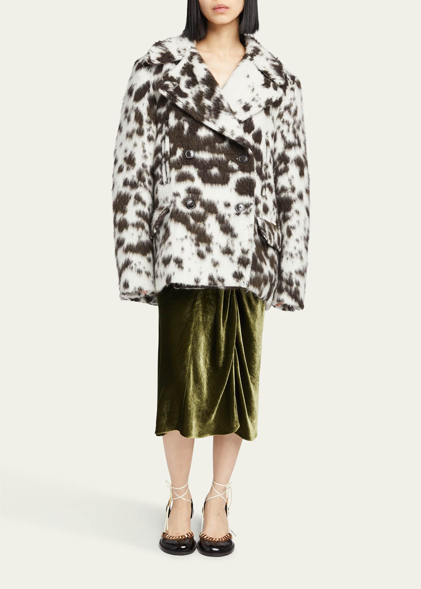Dries Van Noten Vafel Oversized Double-Breasted Top Coat