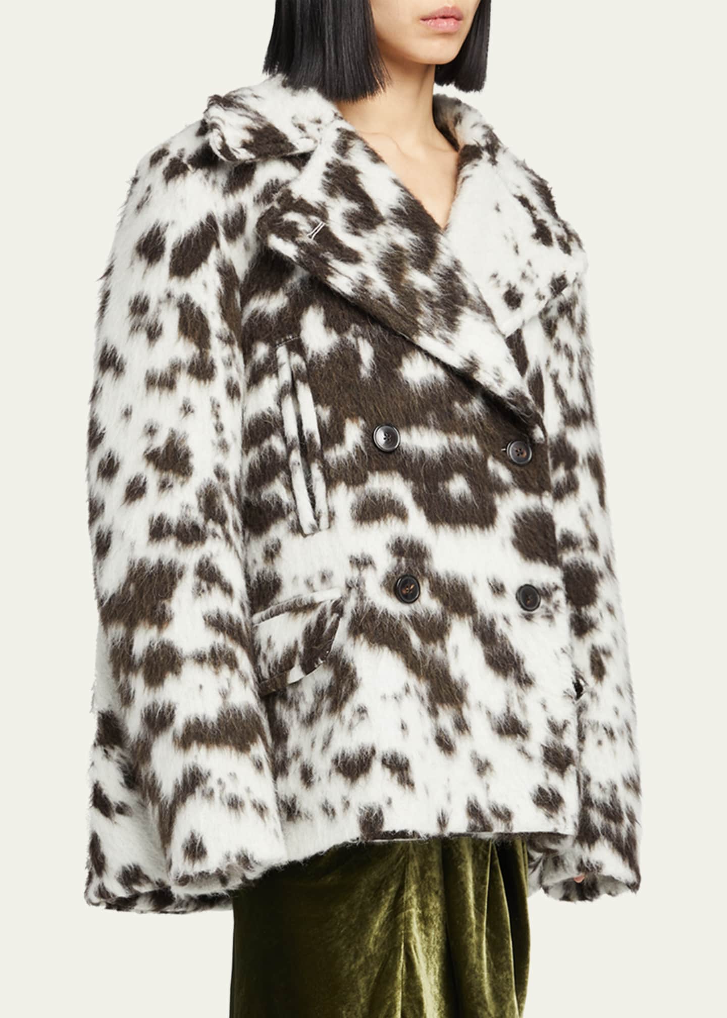 Dries Van Noten Vafel Oversized Double-Breasted Top Coat