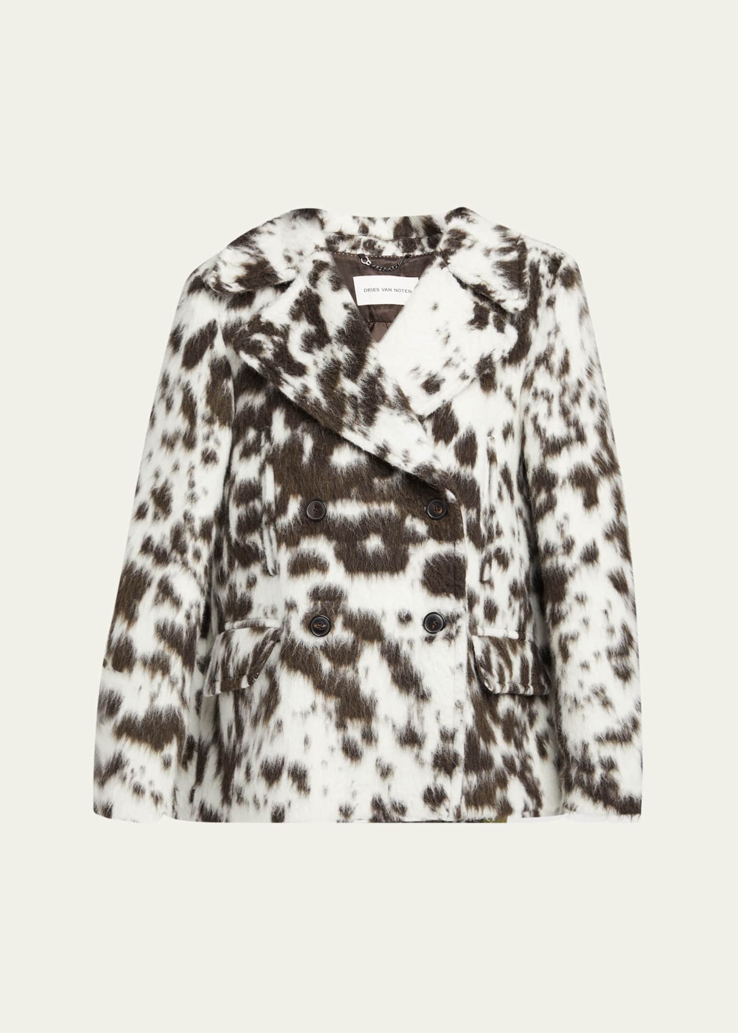 Dries Van Noten Vafel Oversized Double-Breasted Top Coat