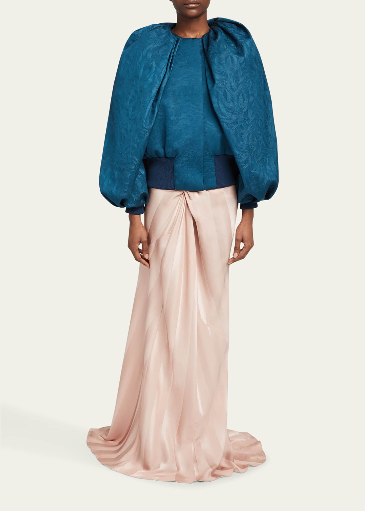 Dries Van Noten Virginny Voluminous Jacquard Bomber Jacket