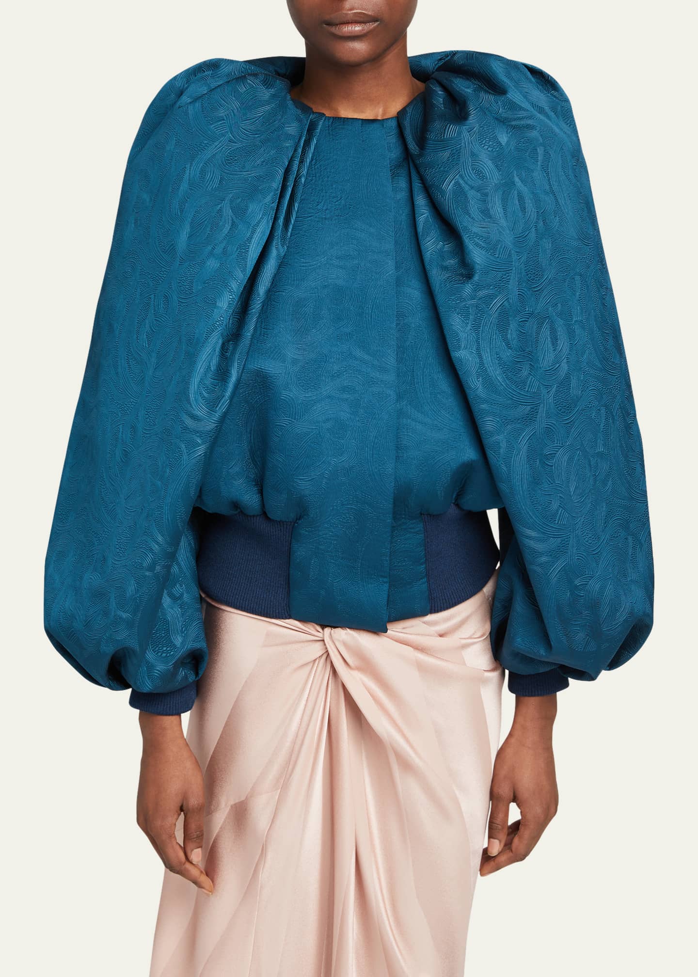 Dries Van Noten Virginny Voluminous Jacquard Bomber Jacket