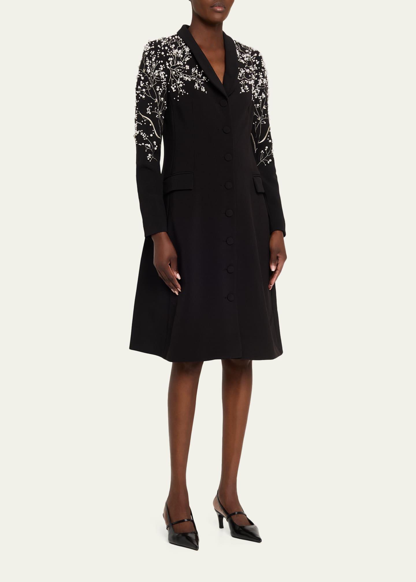 Rickie Freeman for Teri Jon Bead-Embroidered Crepe Blazer Dress - Bergdorf  Goodman
