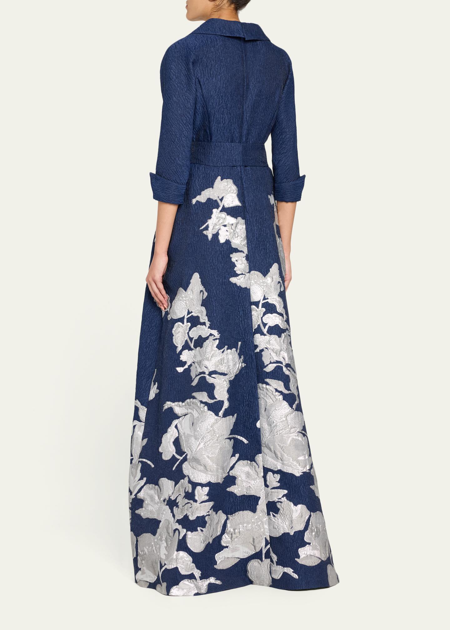 shirt dress formal gown Rickie Freeman for Teri Jon Metallic Floral Jacquard occasion:Cold Weather Essentials